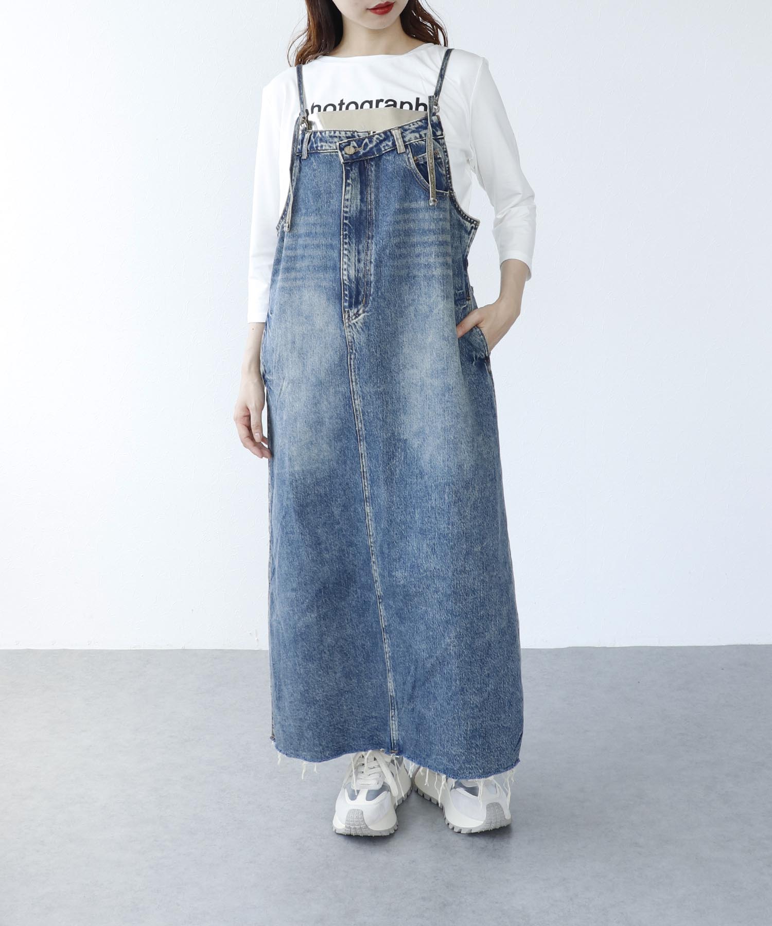 〔お家で試着〕アシメカットデニムジャンスカ