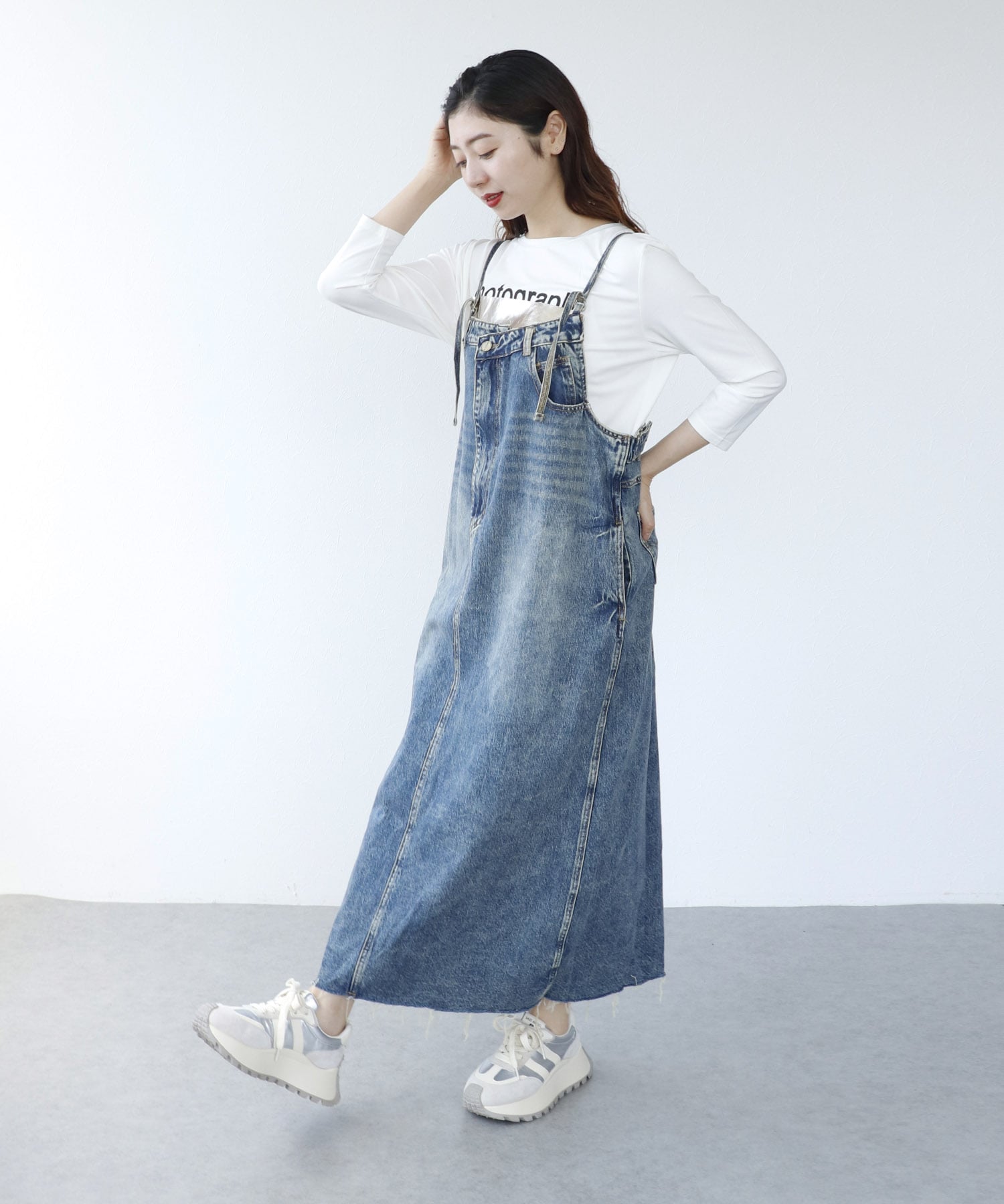 〔お家で試着〕アシメカットデニムジャンスカ