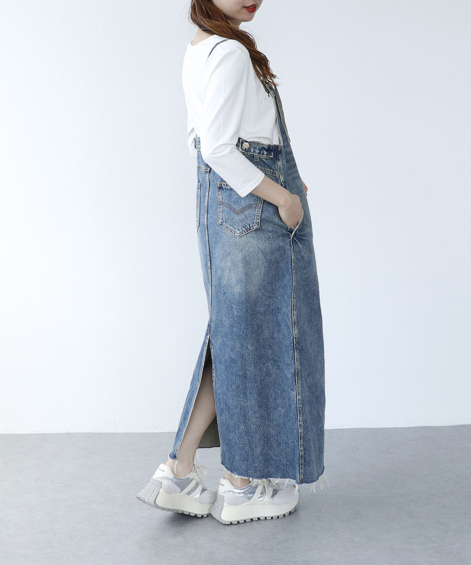 〔お家で試着〕アシメカットデニムジャンスカ