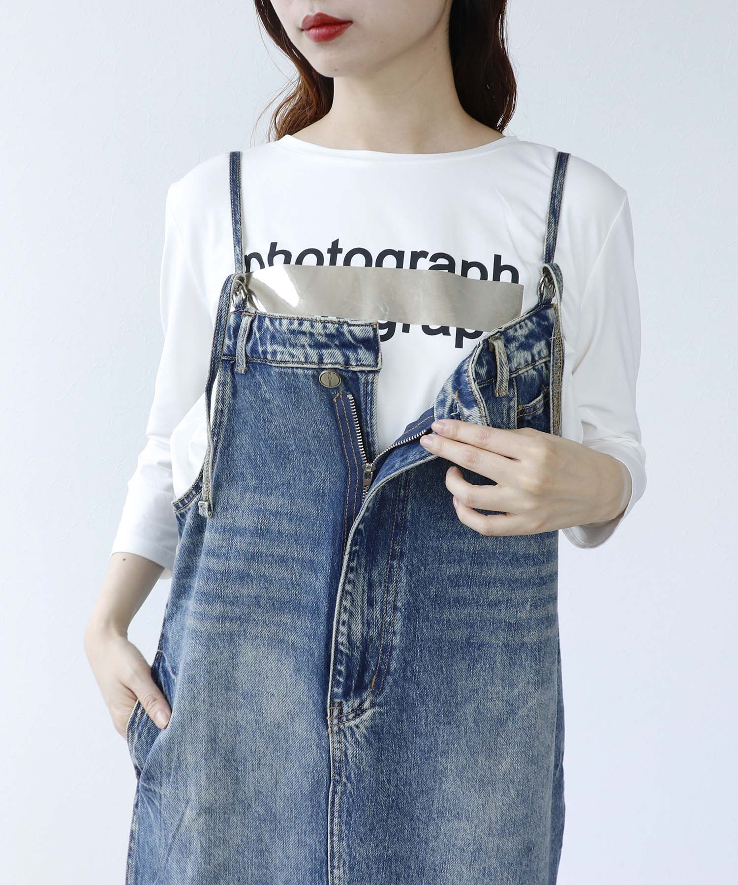 〔お家で試着〕アシメカットデニムジャンスカ