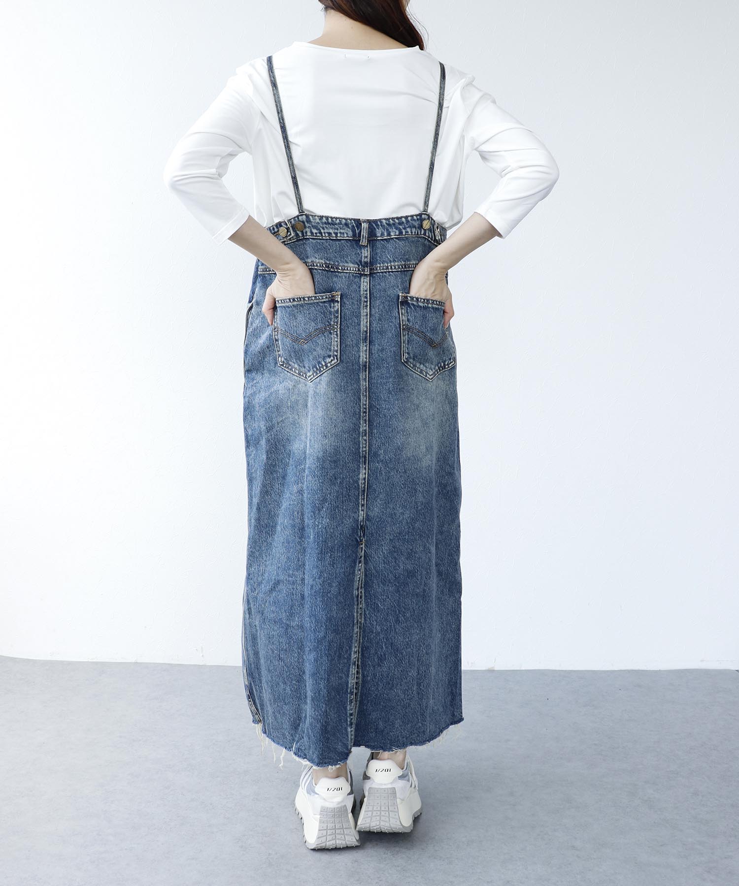 〔お家で試着〕アシメカットデニムジャンスカ