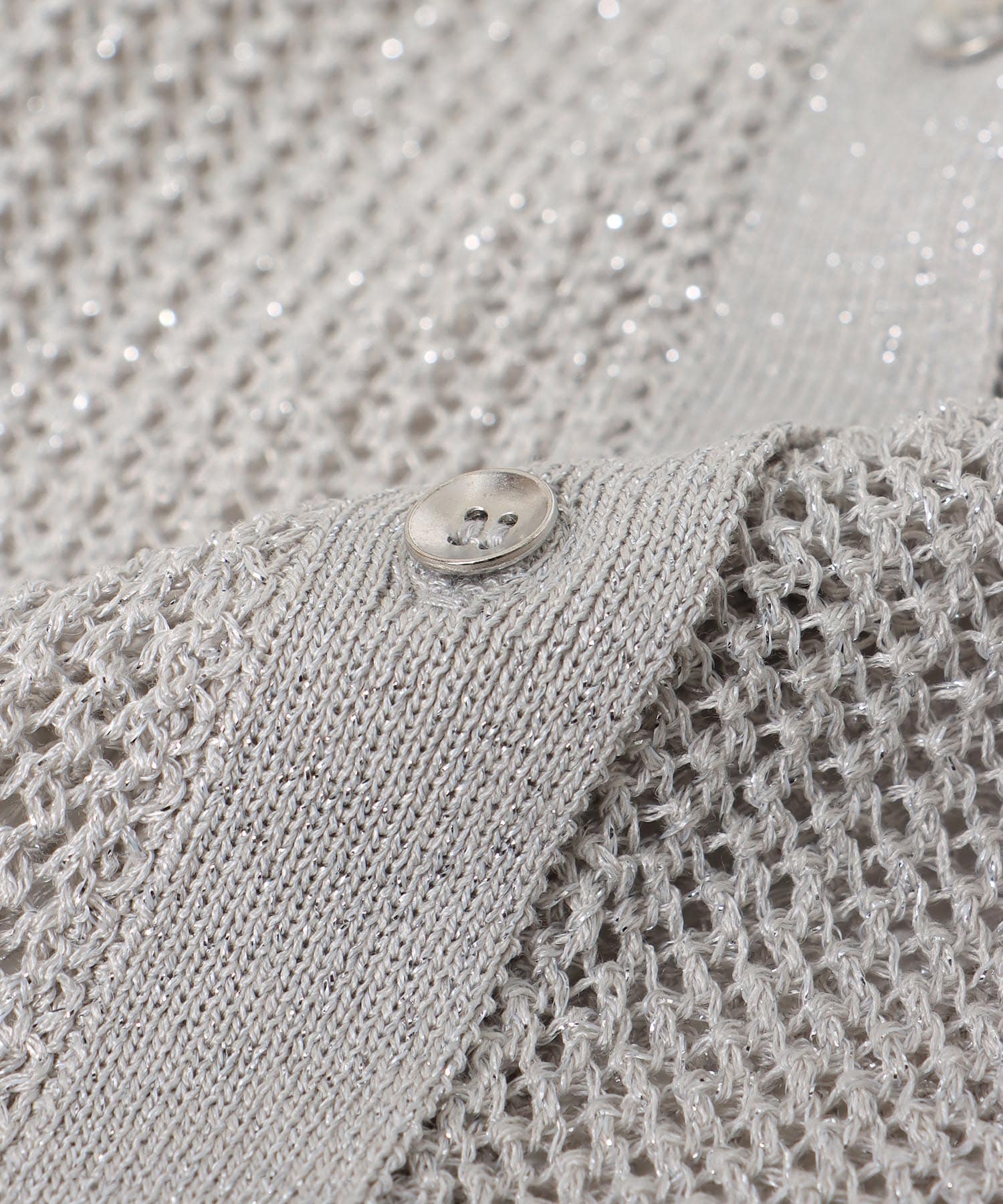 衿付ラメニット前開きプルオーバー