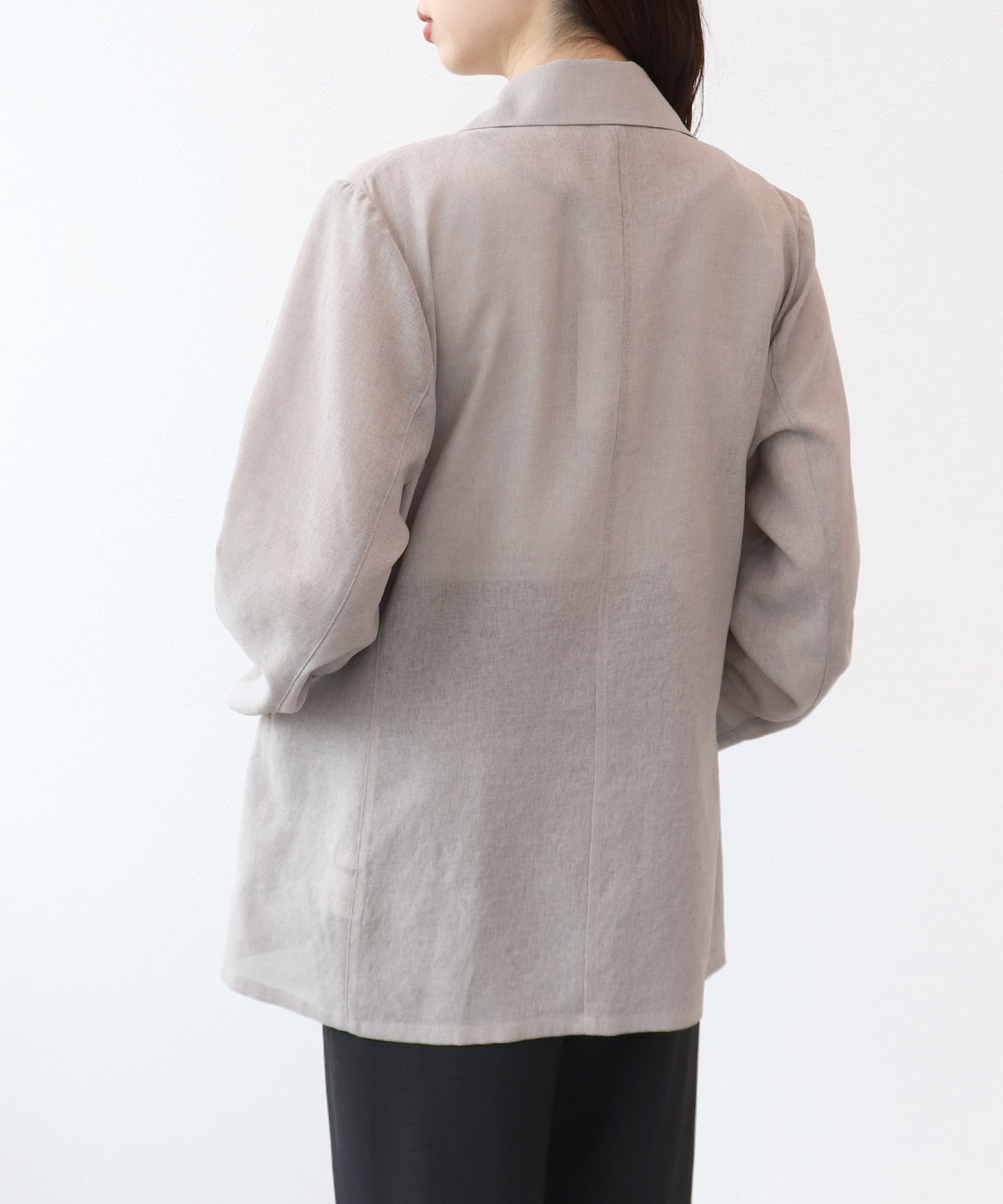 麻調シアーテーラードジャケット