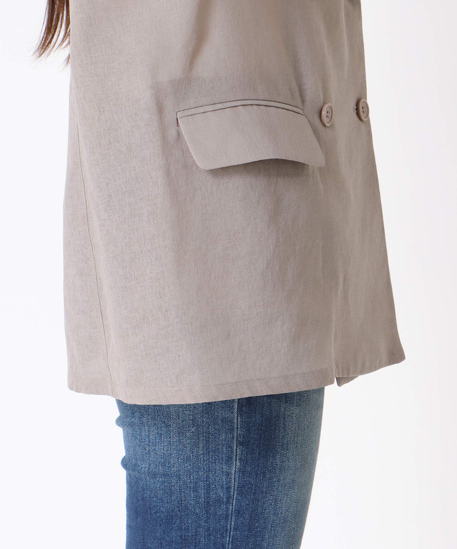 麻調シアーテーラードジャケット