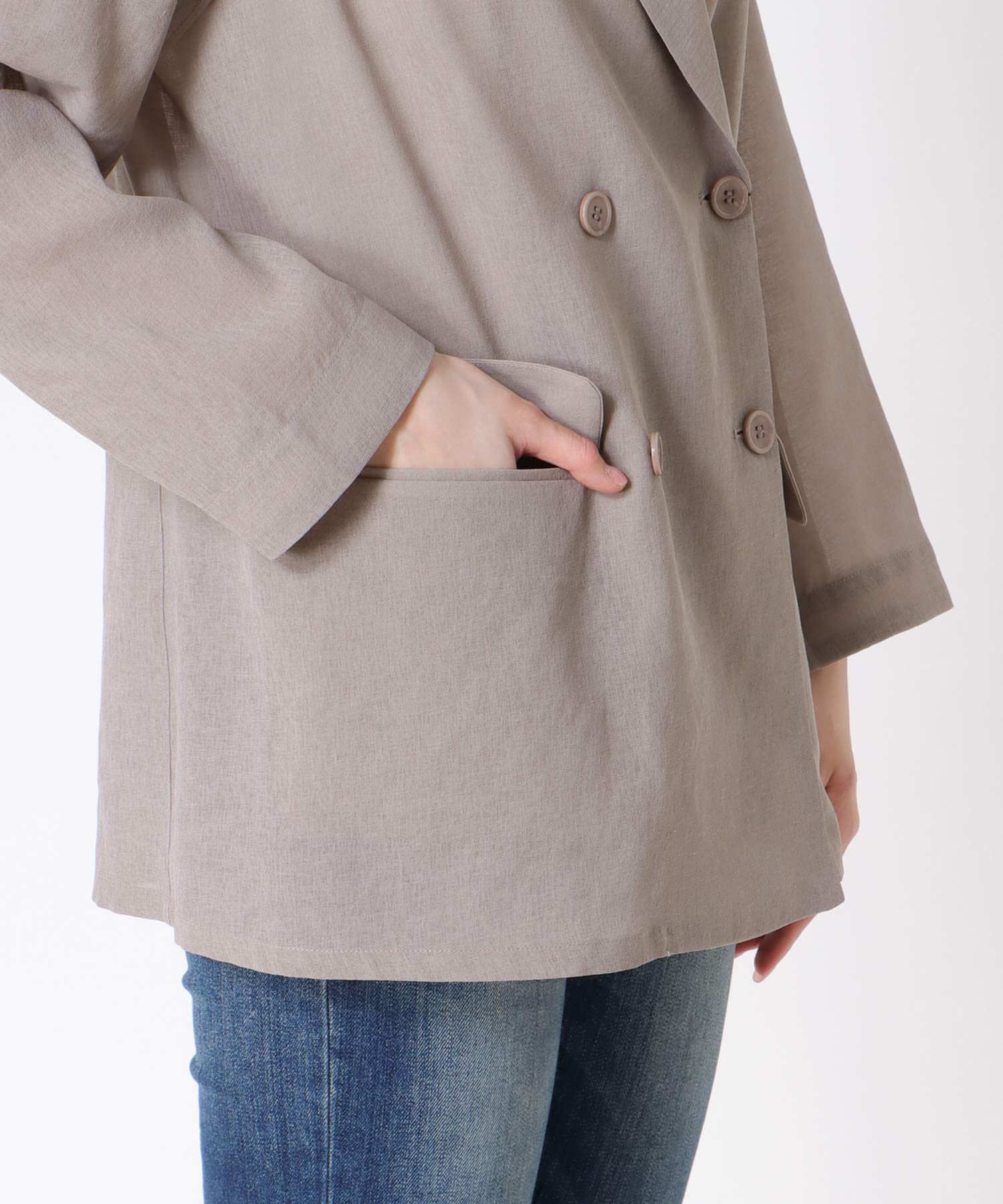 麻調シアーテーラードジャケット