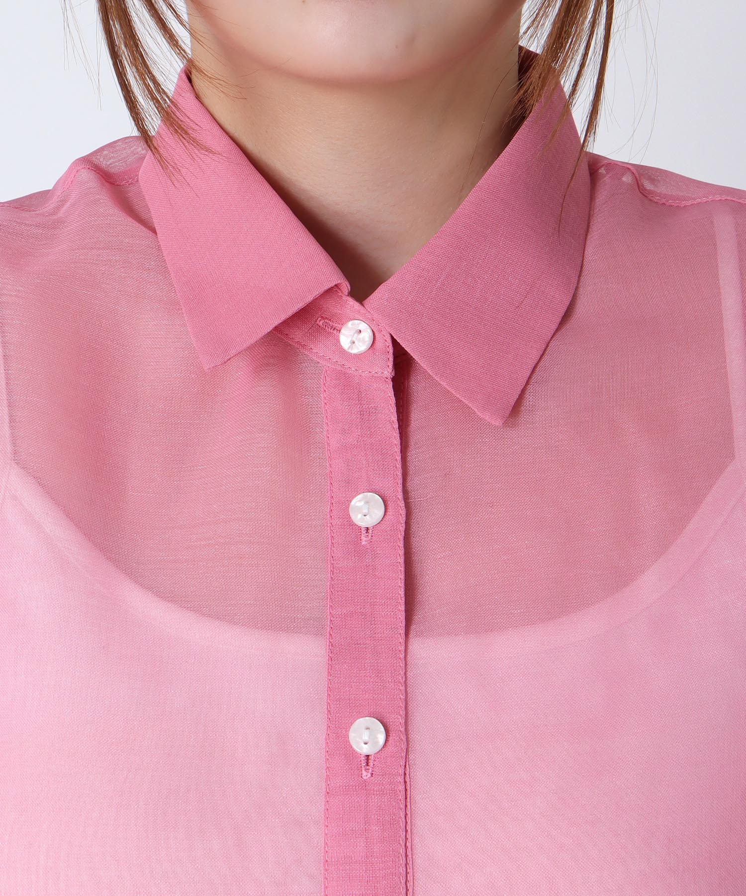 シアーリネンライクバックプリーツシャツ