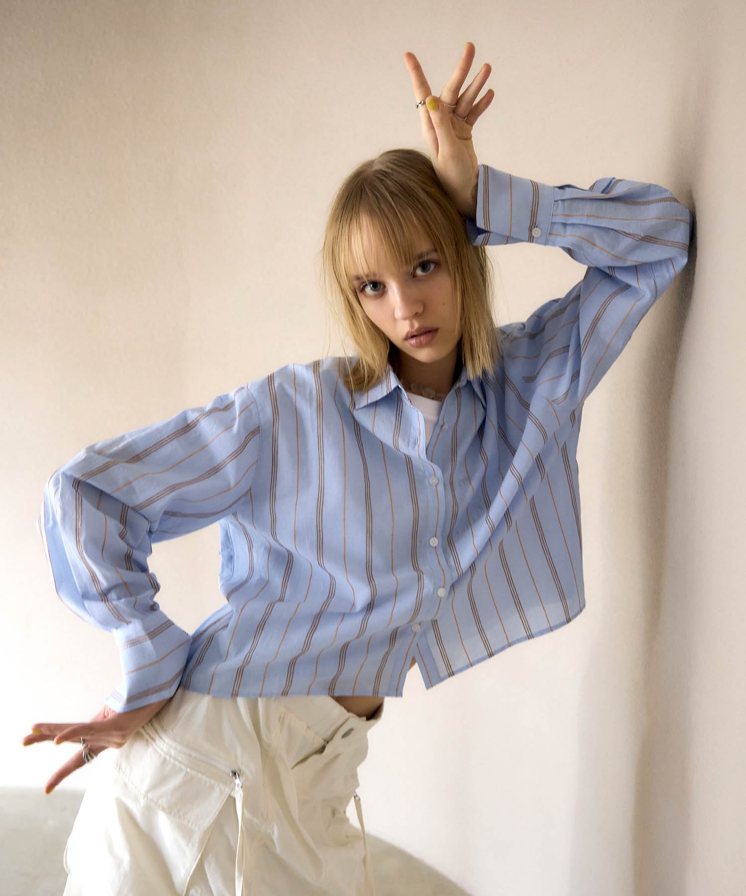 カラーステッチ刺繍ブラウス（別注）