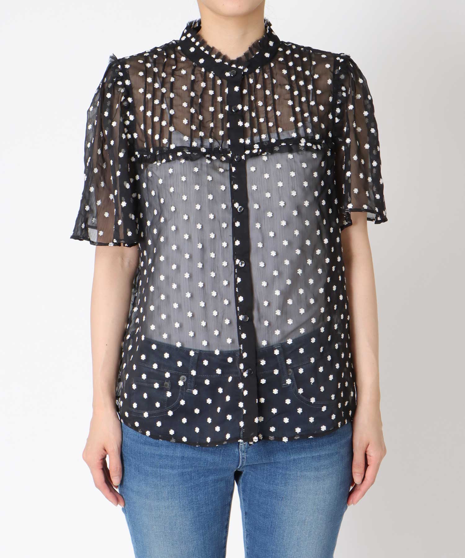 楊柳フラワー刺繍ブラウス