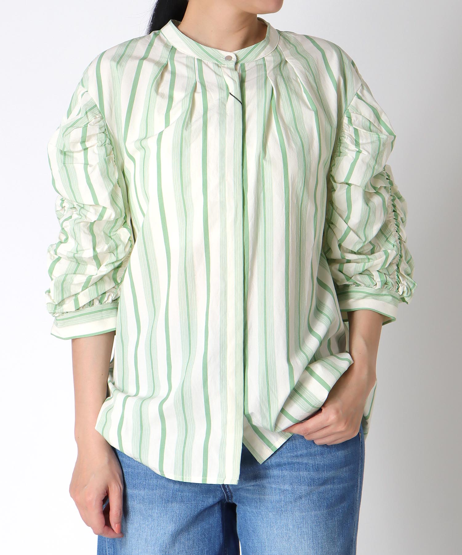 〔お家で試着〕ギャザースリーブブラウス (別注)