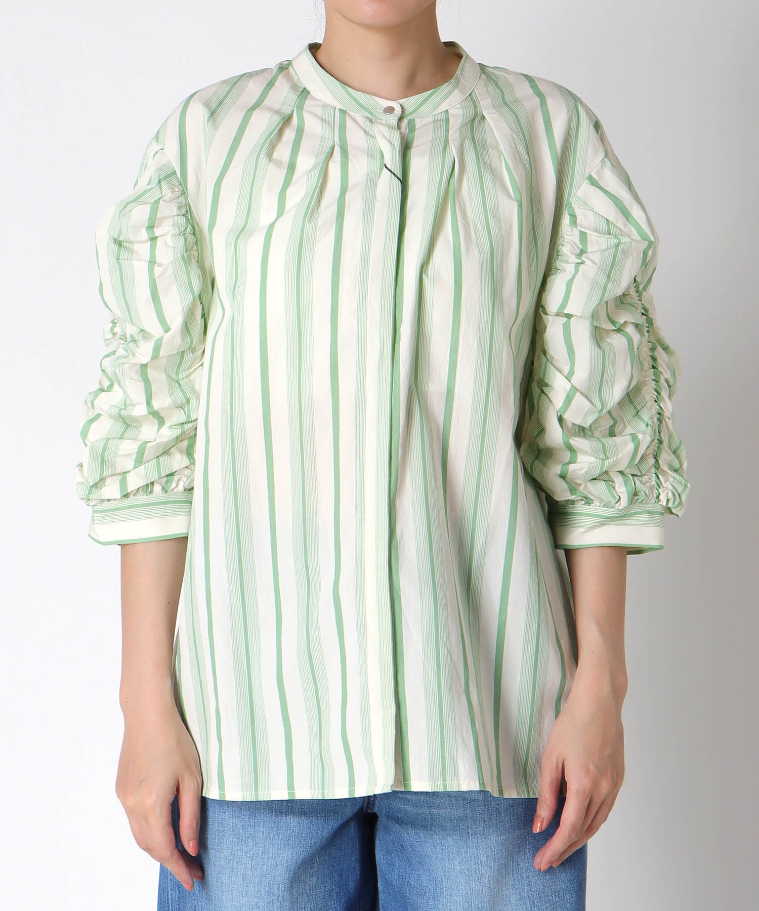 〔お家で試着〕ギャザースリーブブラウス (別注)