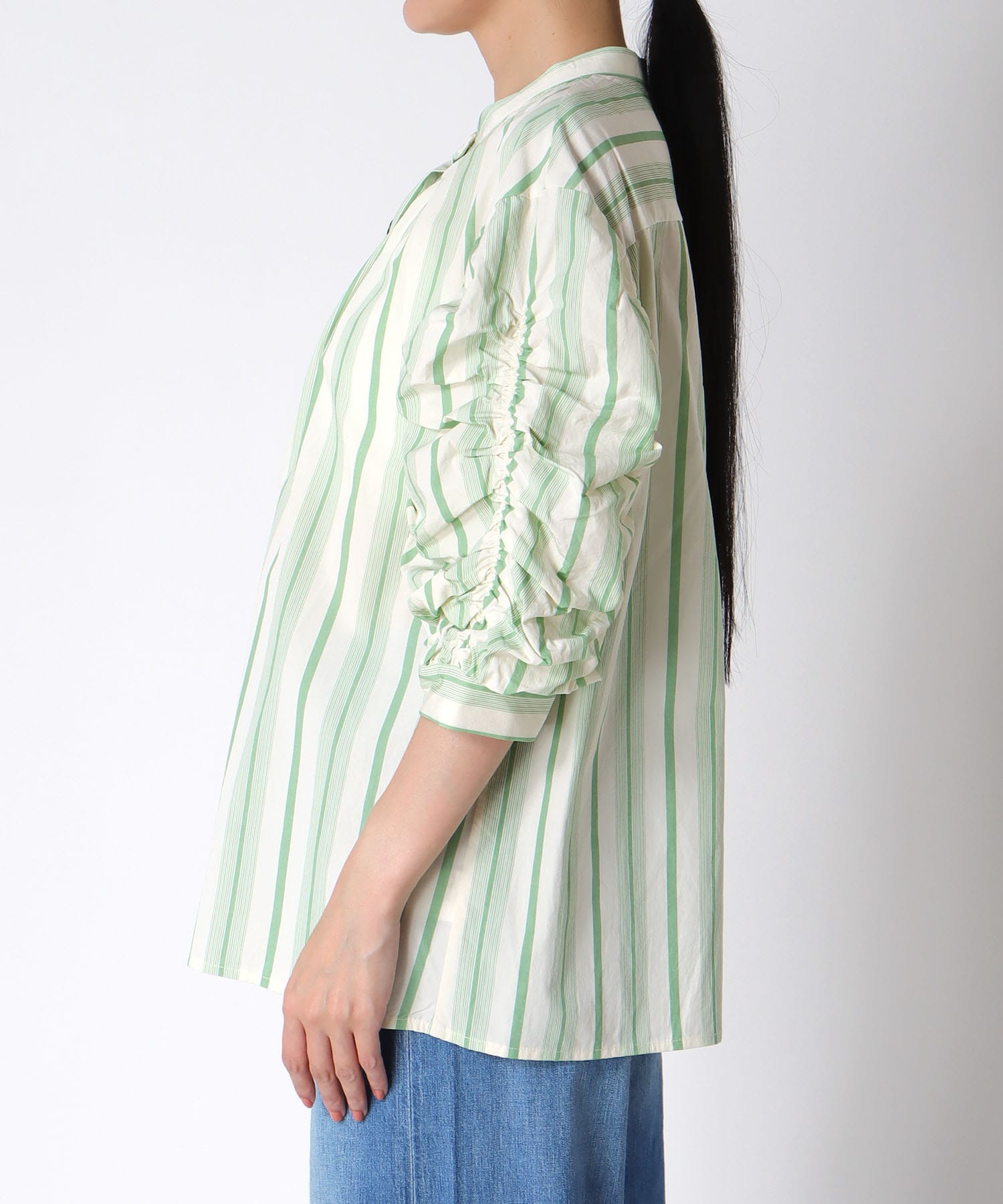 〔お家で試着〕ギャザースリーブブラウス (別注)