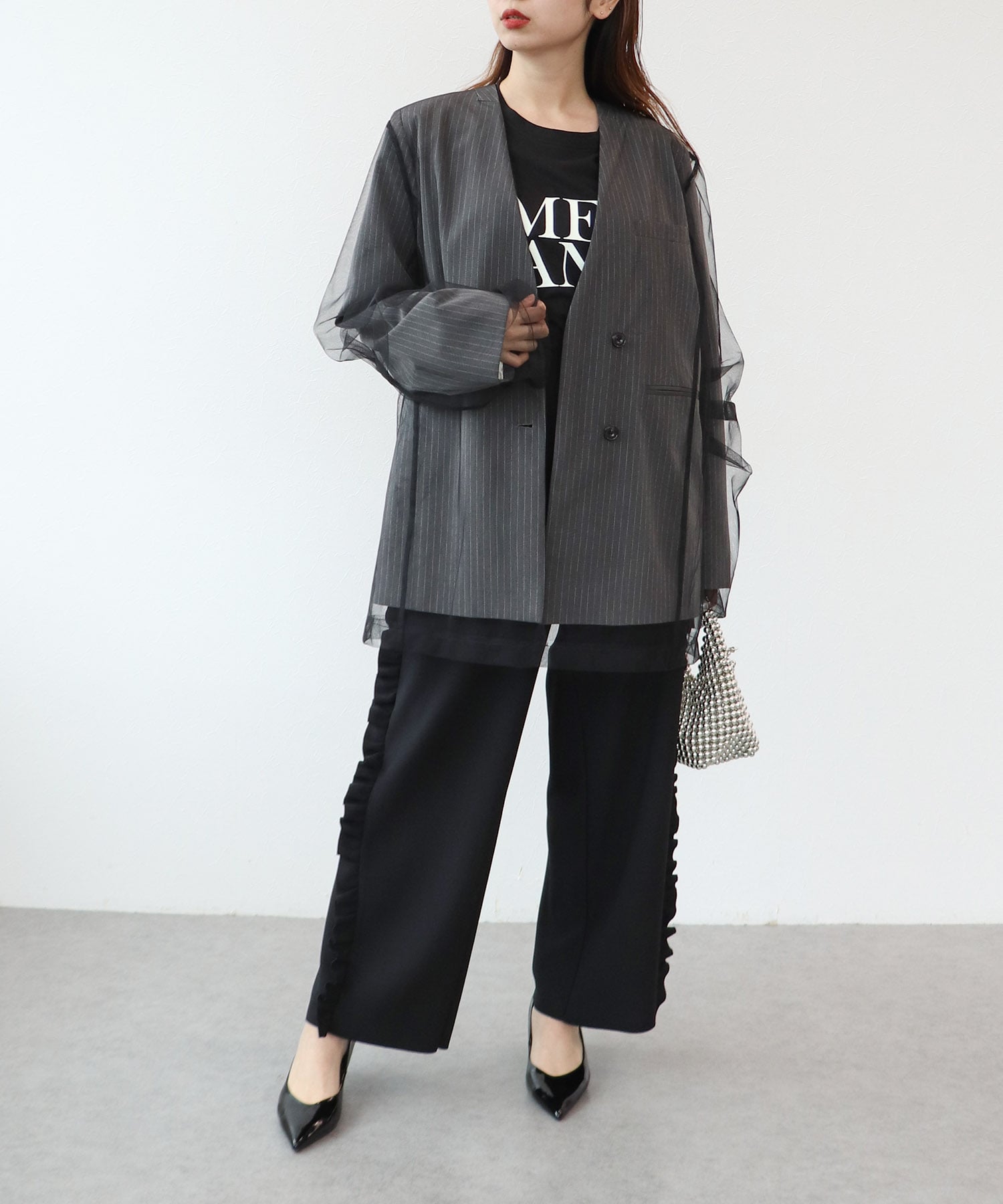 ボクシーレイヤードチュールジャケット