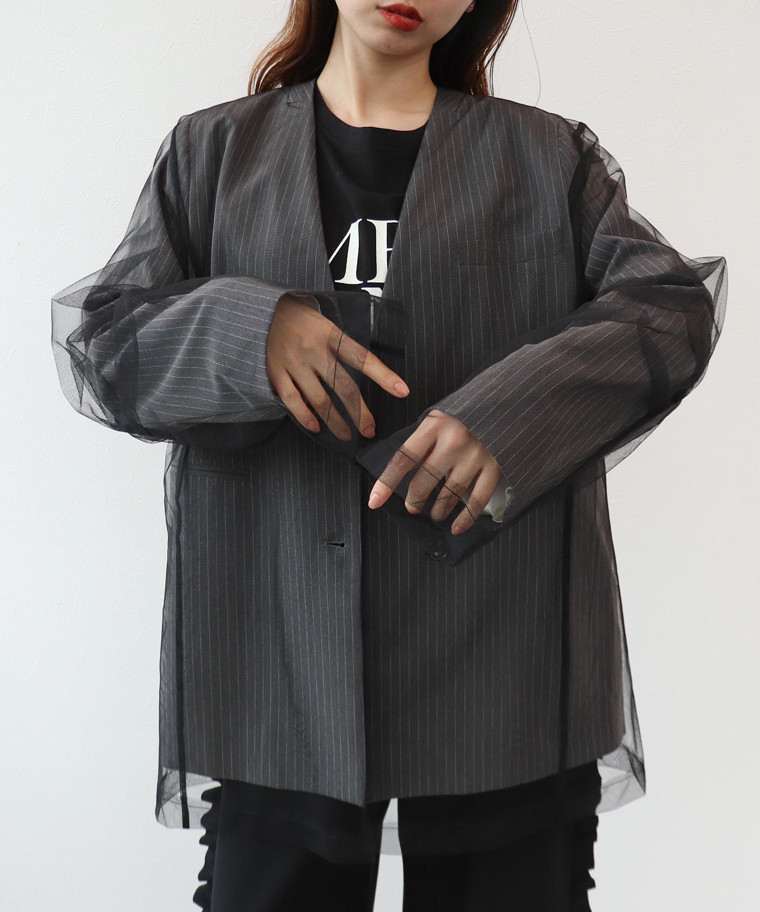 ボクシーレイヤードチュールジャケット