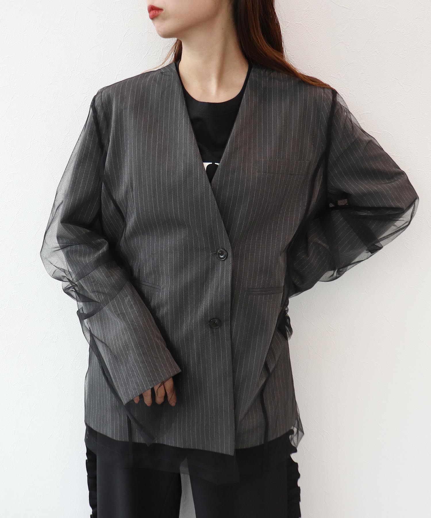 ボクシーレイヤードチュールジャケット