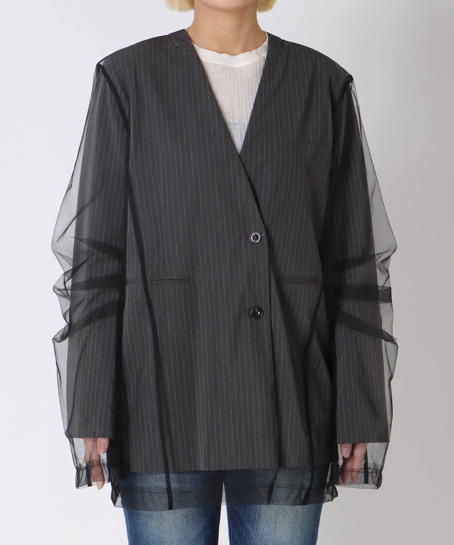 ボクシーレイヤードチュールジャケット