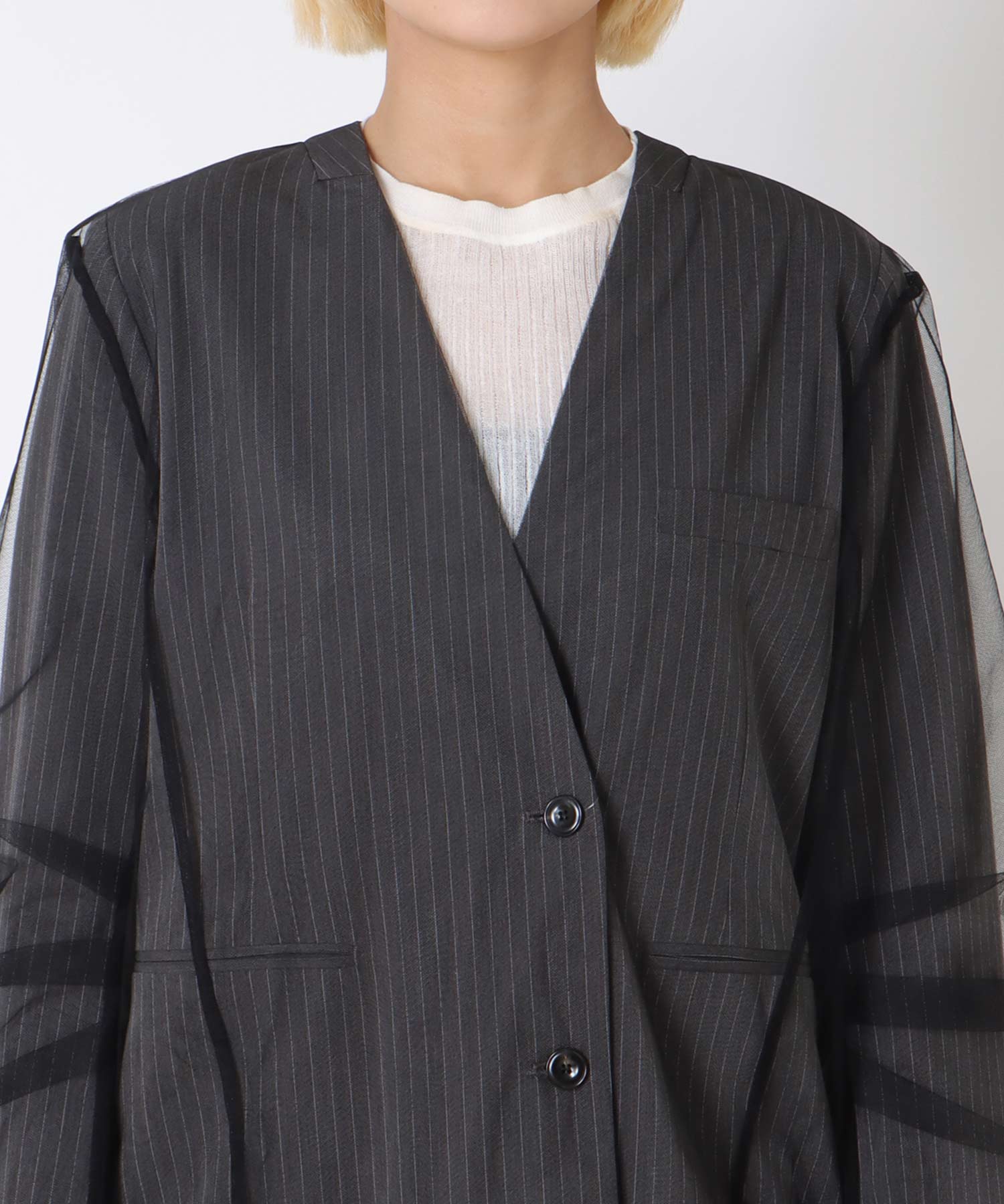 ボクシーレイヤードチュールジャケット