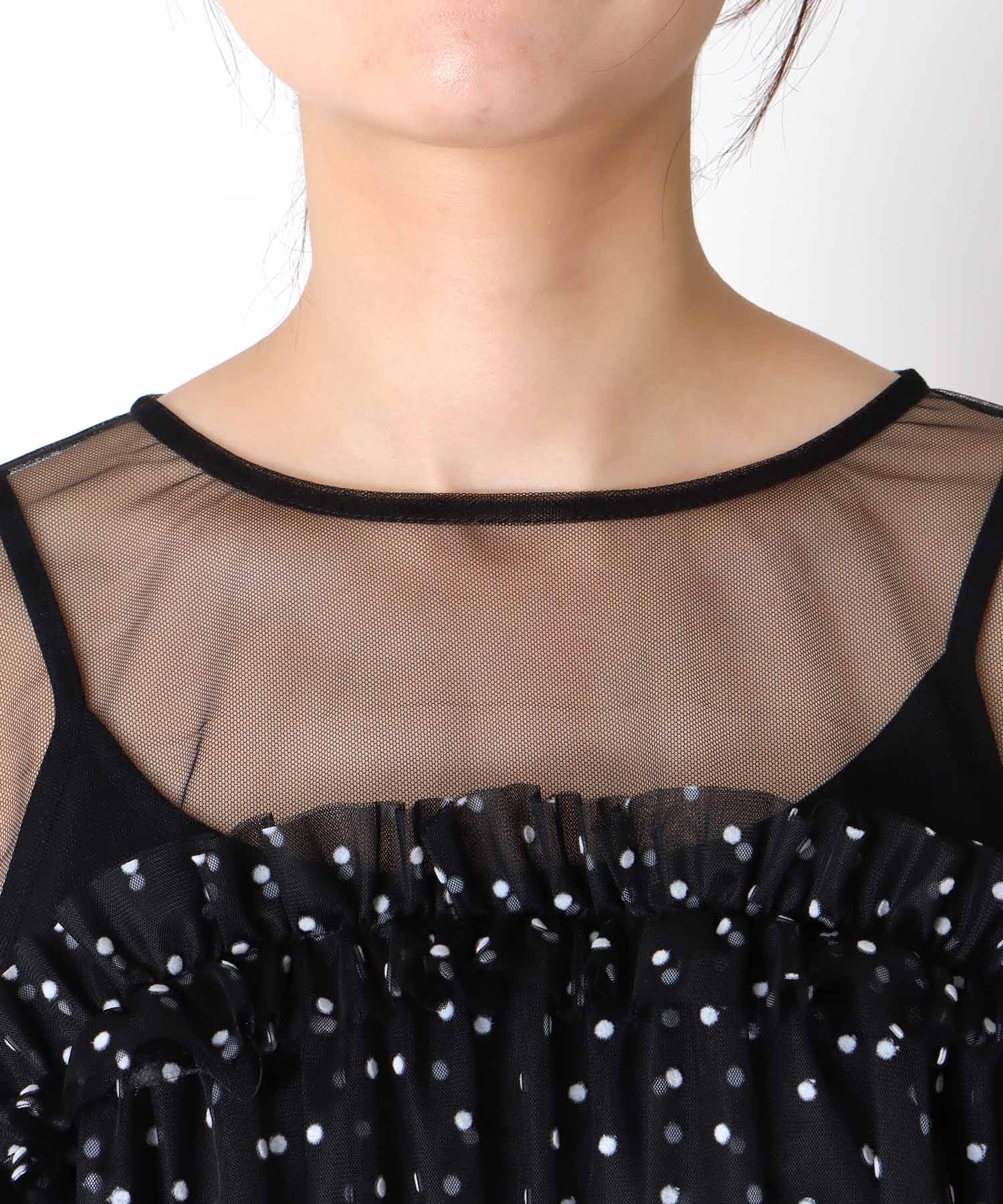 デコレーティブチュールフリルトップス