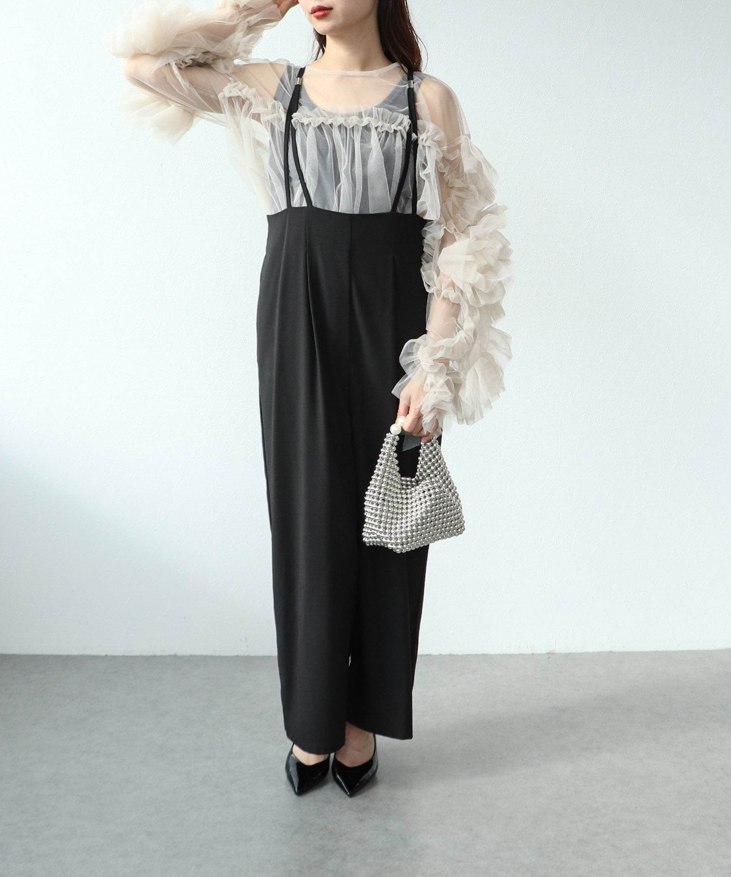 デコレーティブチュールフリルトップス