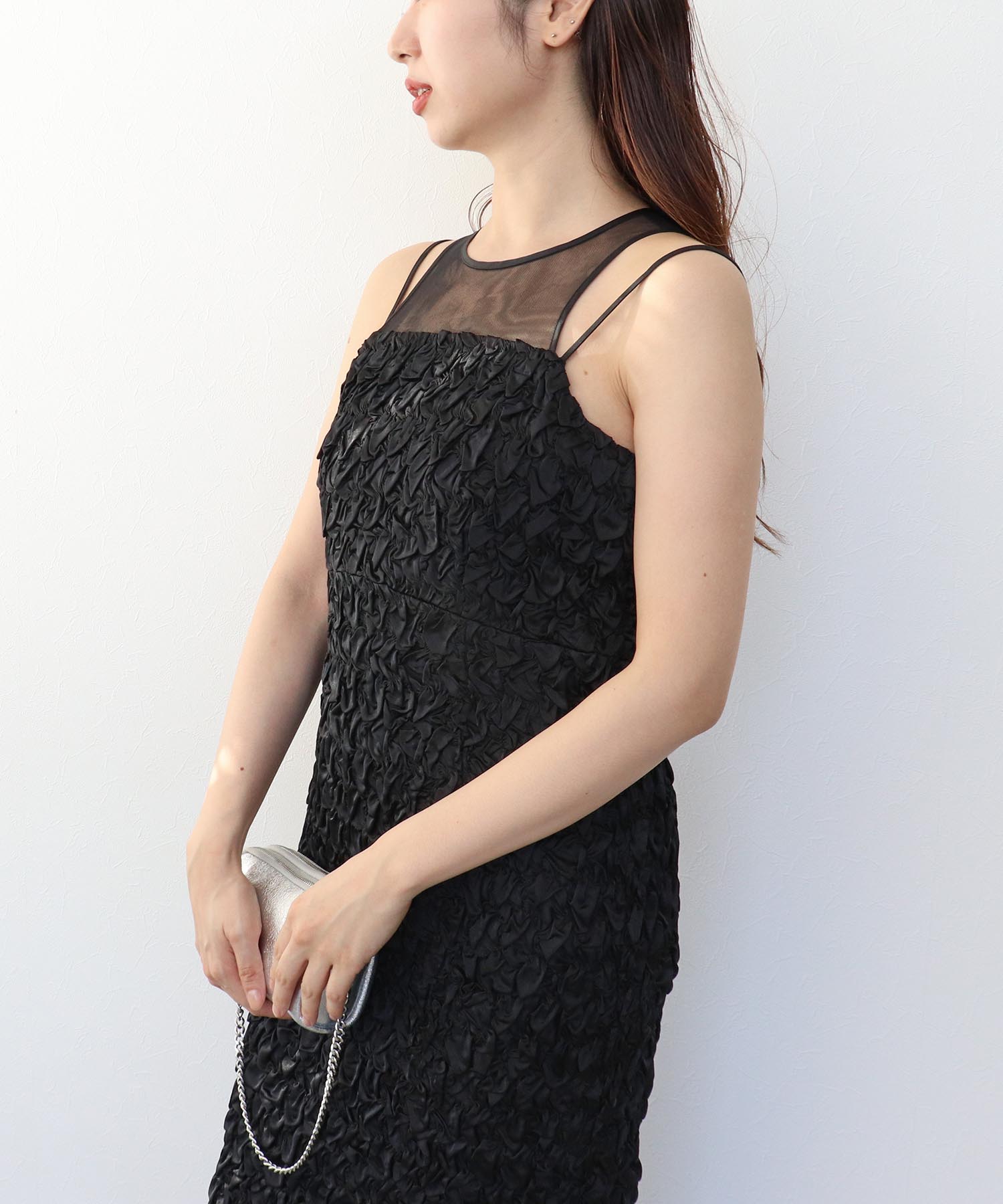 スモッキングパターンドレス