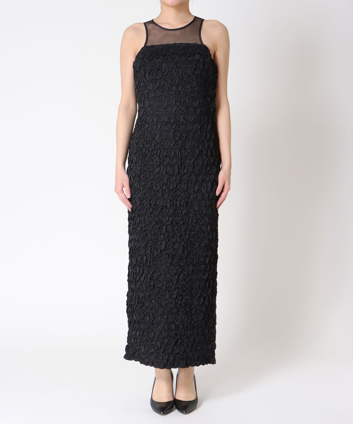 スモッキングパターンドレス