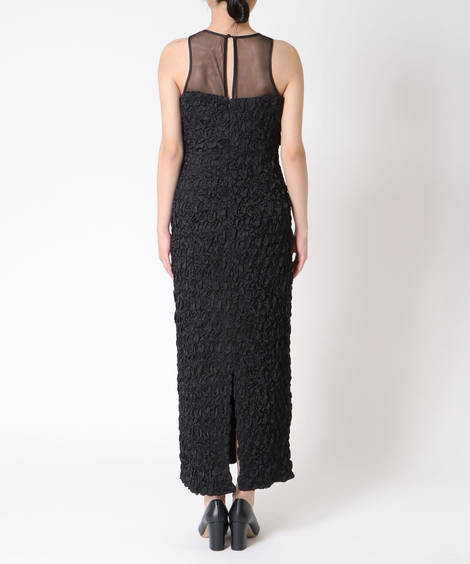 スモッキングパターンドレス