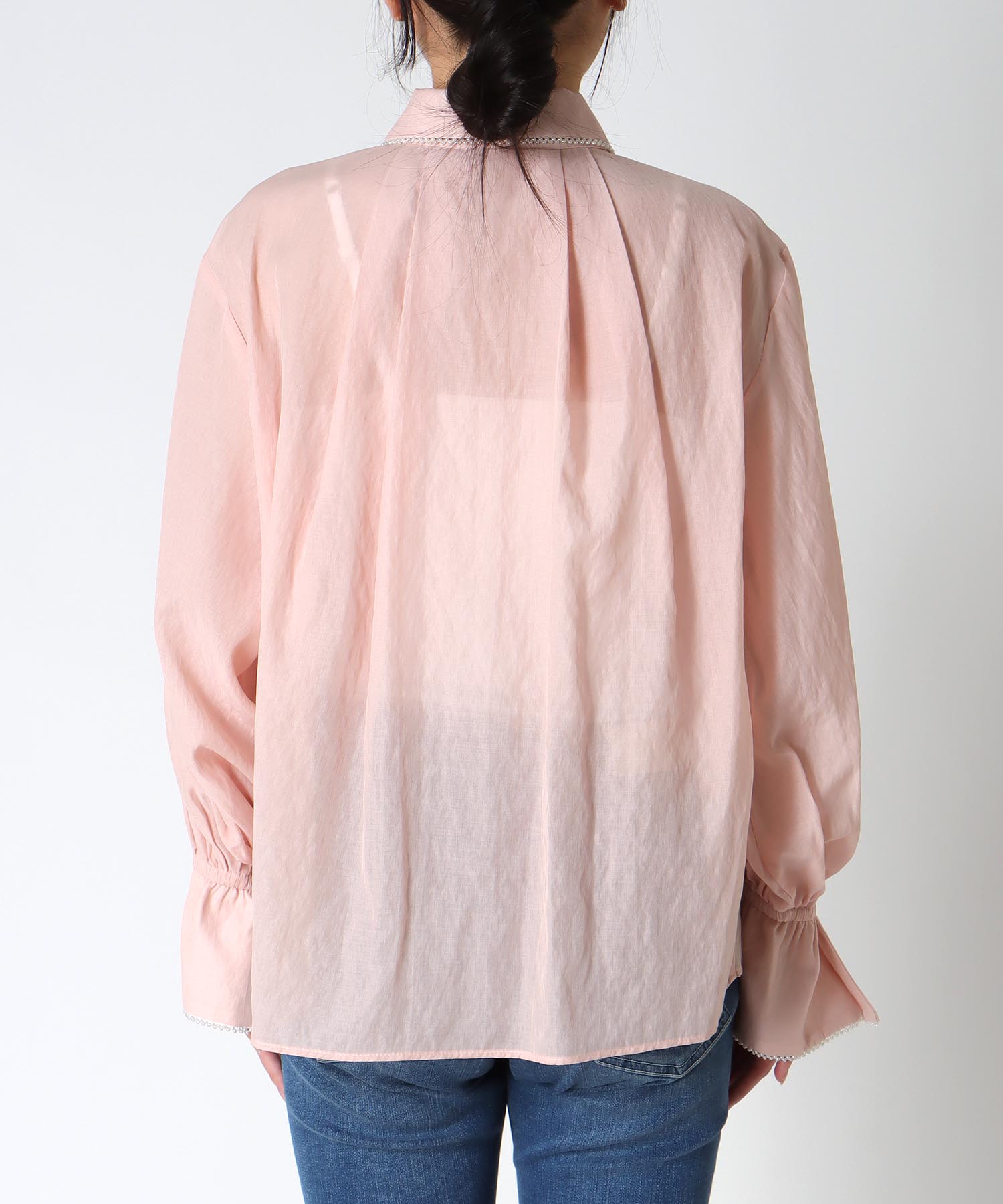 パールトリムシアーシャツブラウス