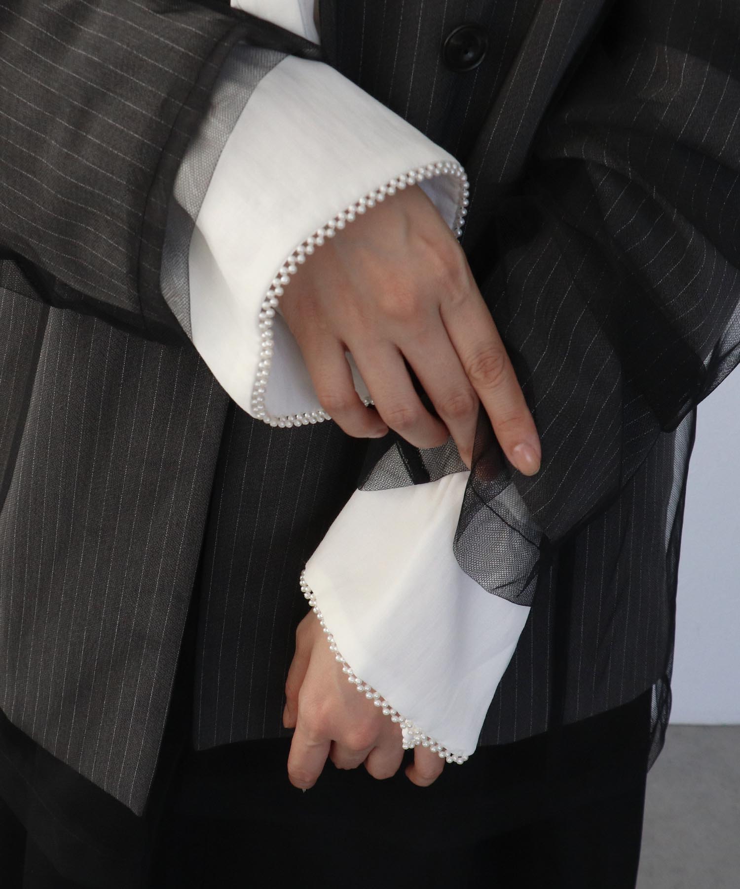 パールトリムシアーシャツブラウス