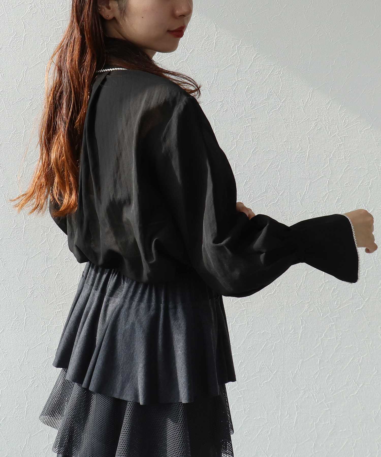 パールトリムシアーシャツブラウス