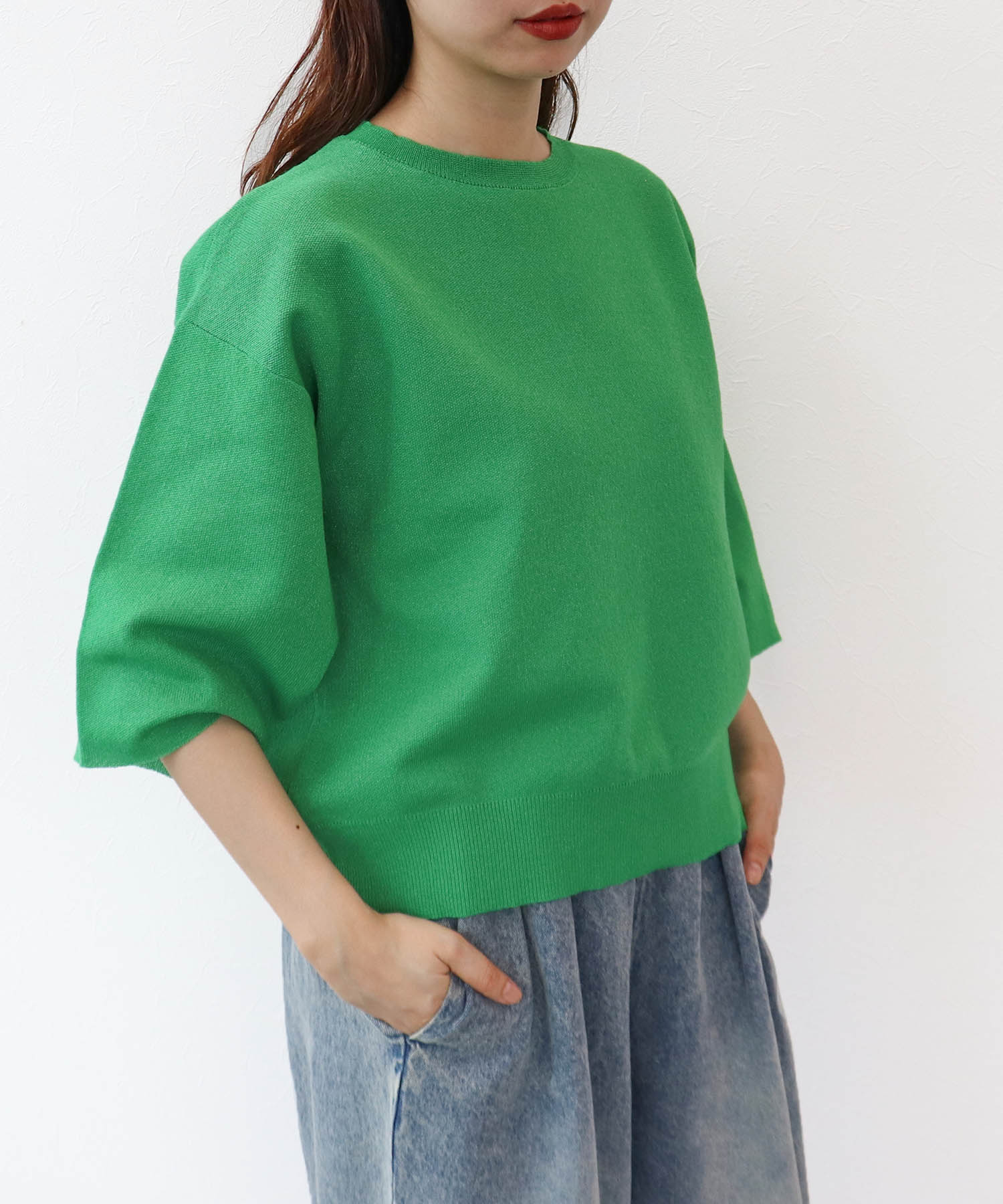 ラメ総針ニットプルオーバー