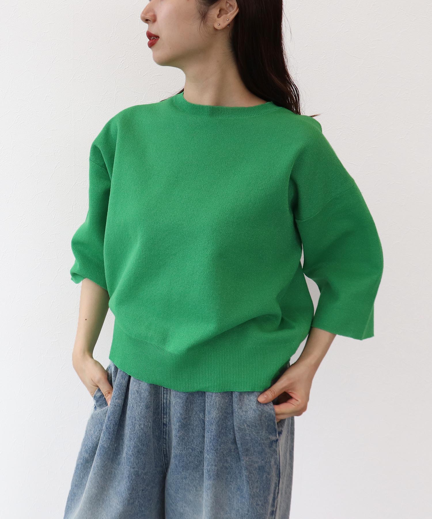 ラメ総針ニットプルオーバー