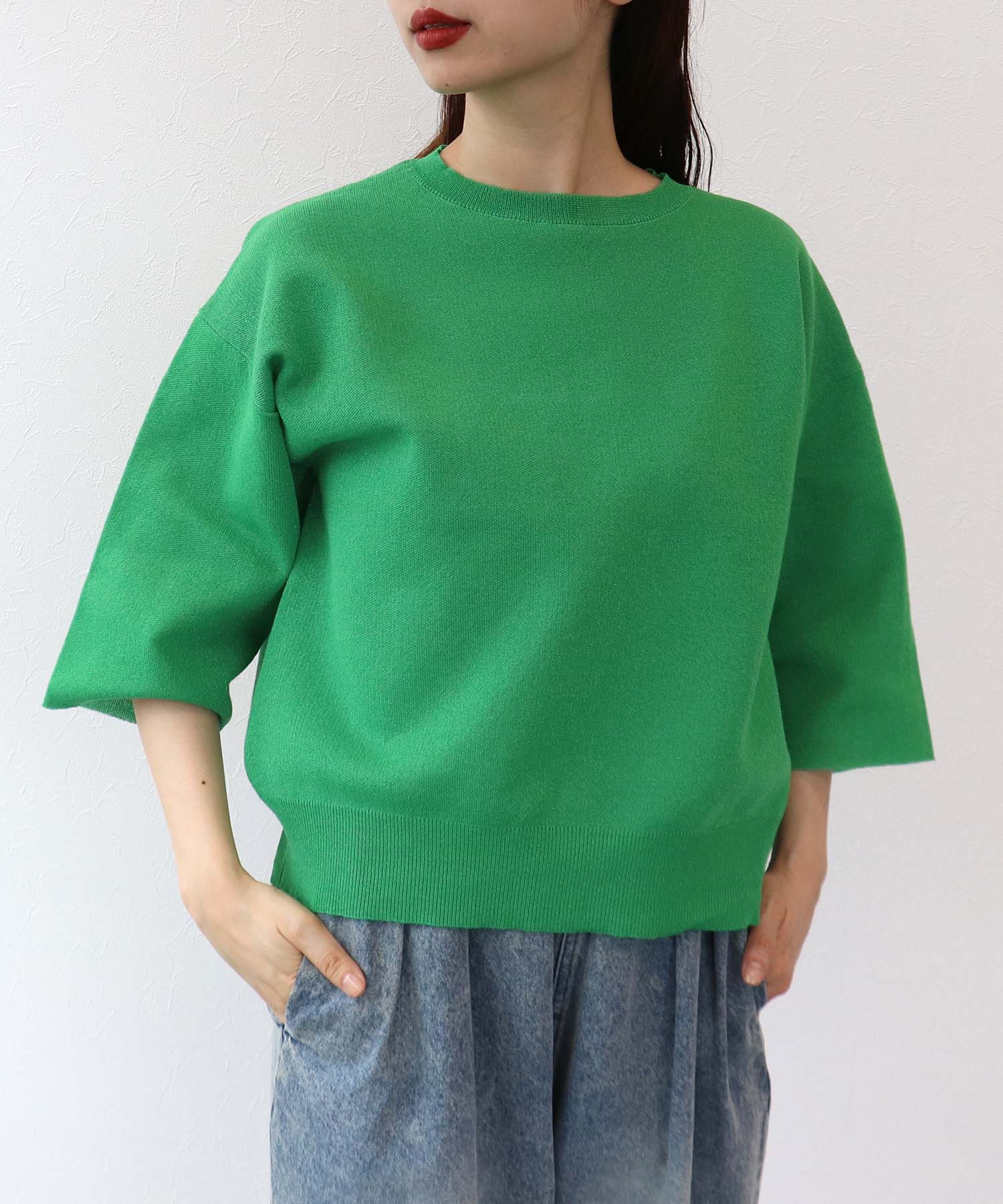 ラメ総針ニットプルオーバー