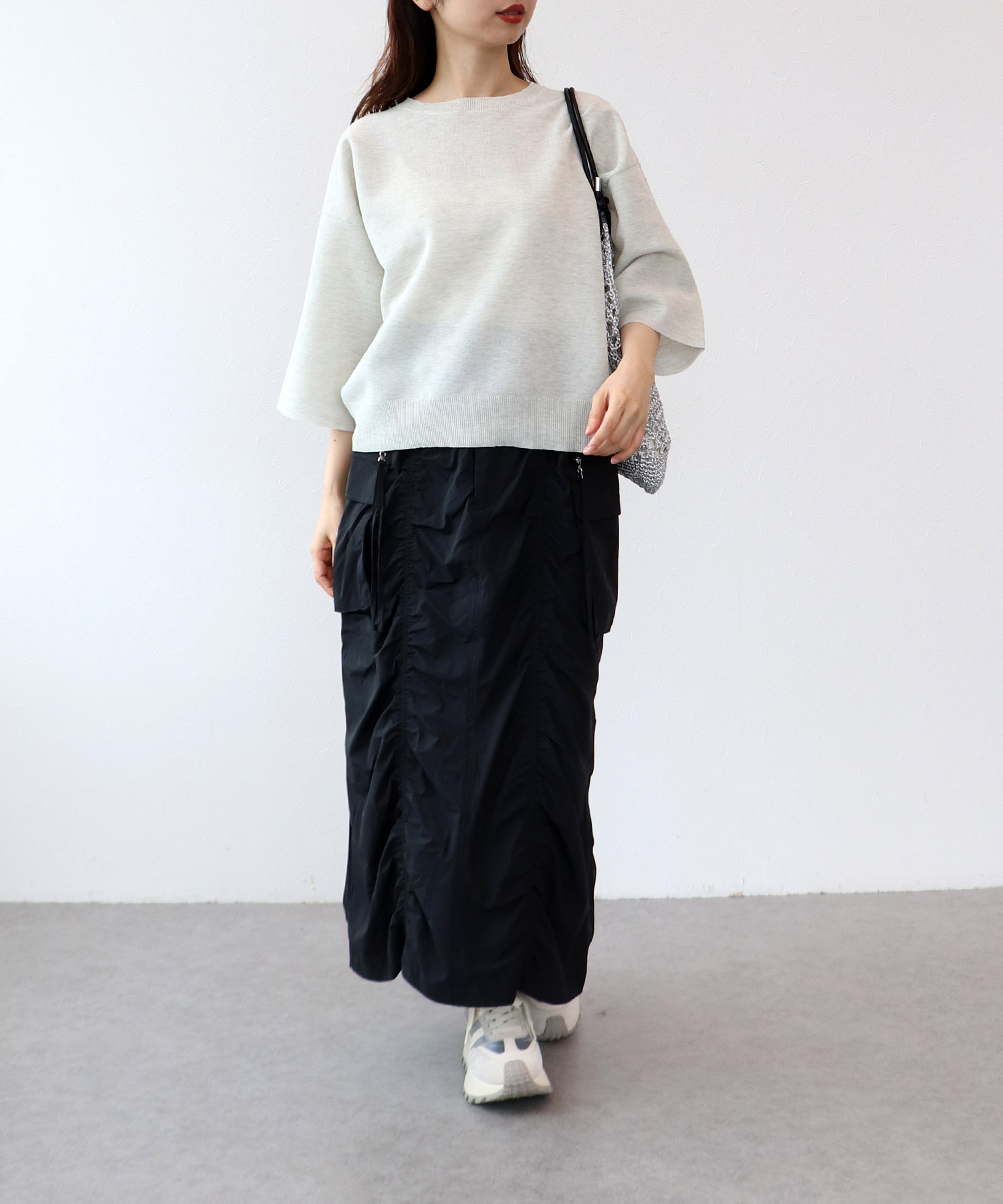 ラメ総針ニットプルオーバー