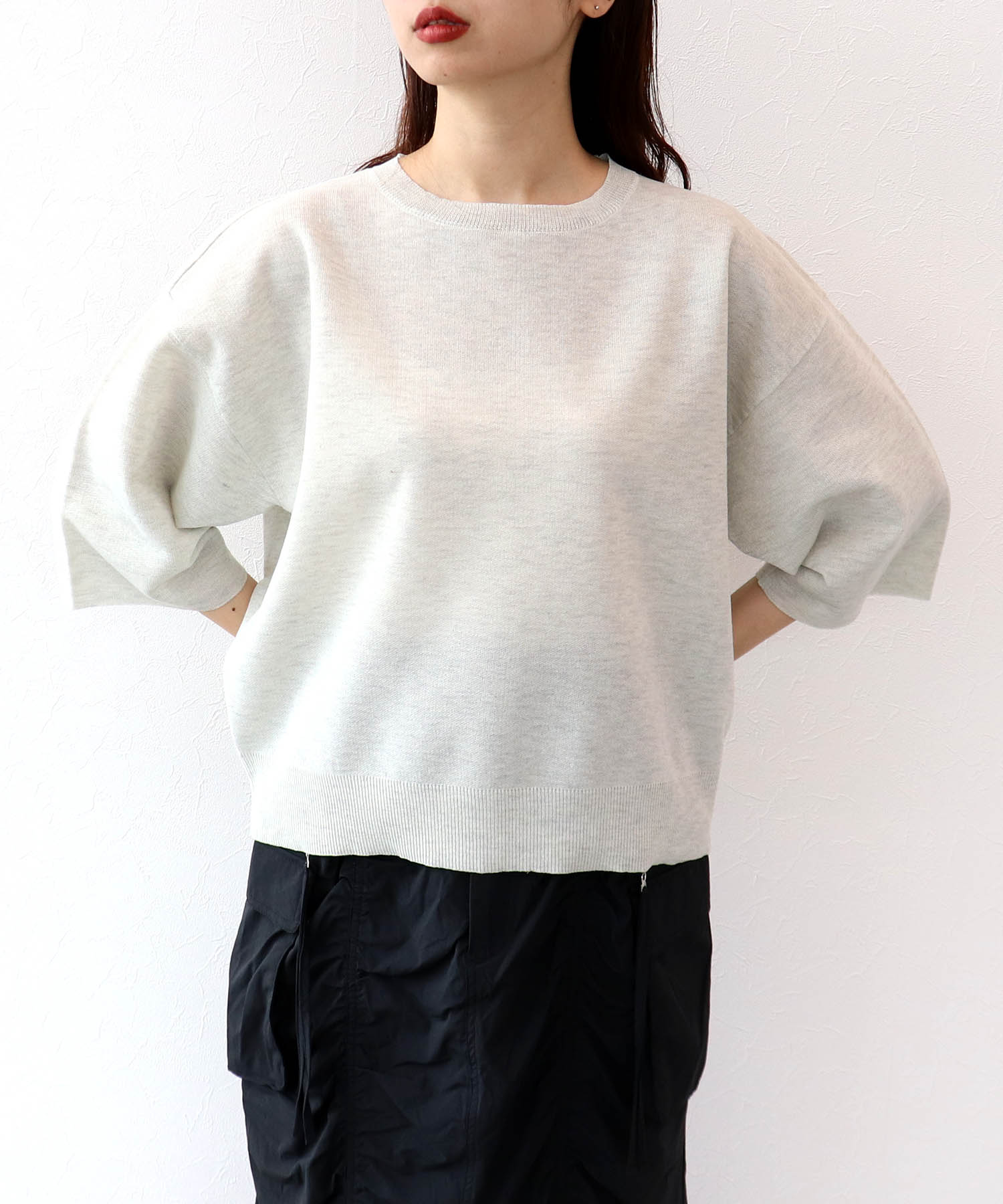 ラメ総針ニットプルオーバー