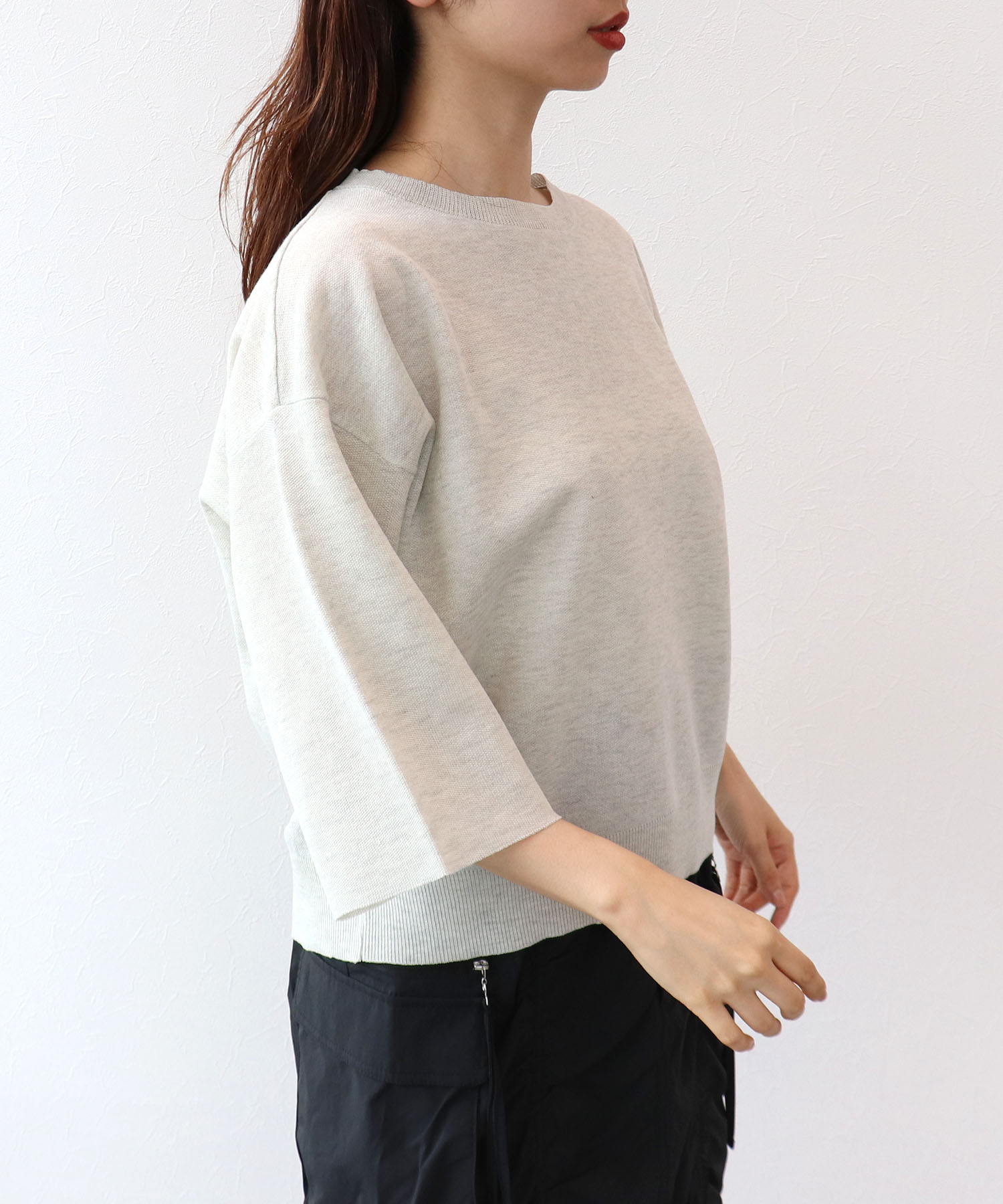 ラメ総針ニットプルオーバー