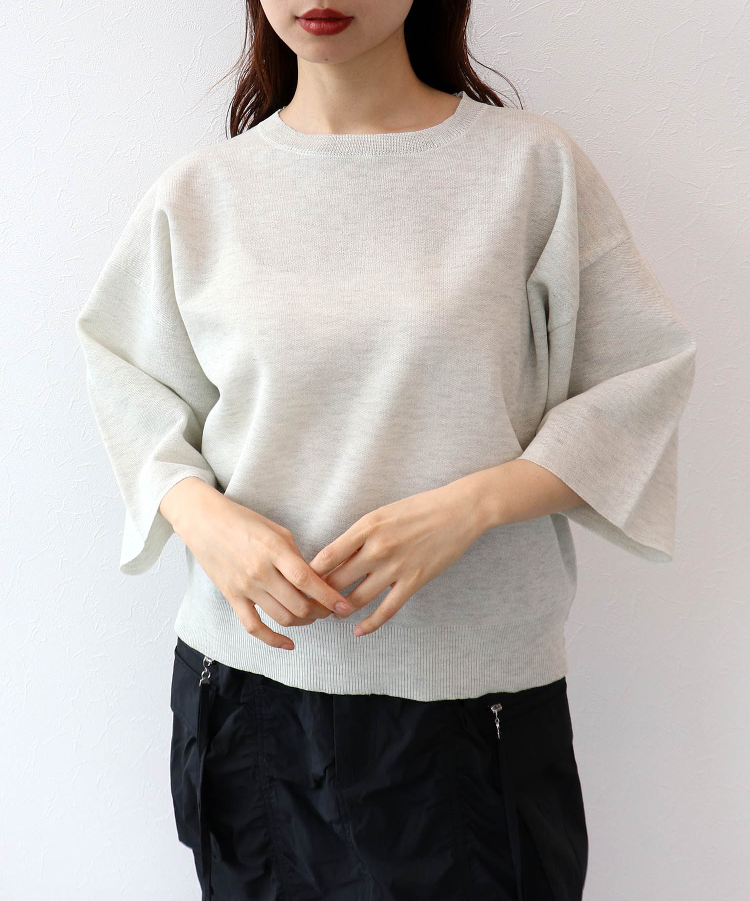 ラメ総針ニットプルオーバー