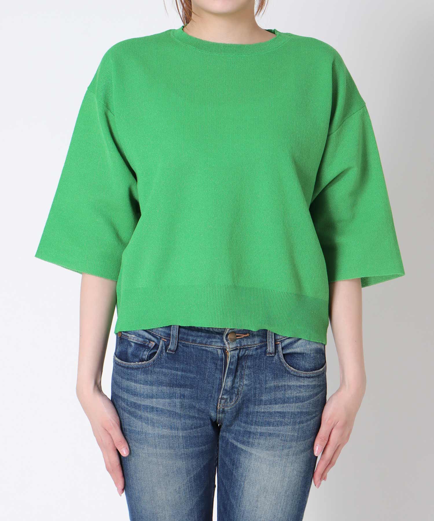 ラメ総針ニットプルオーバー