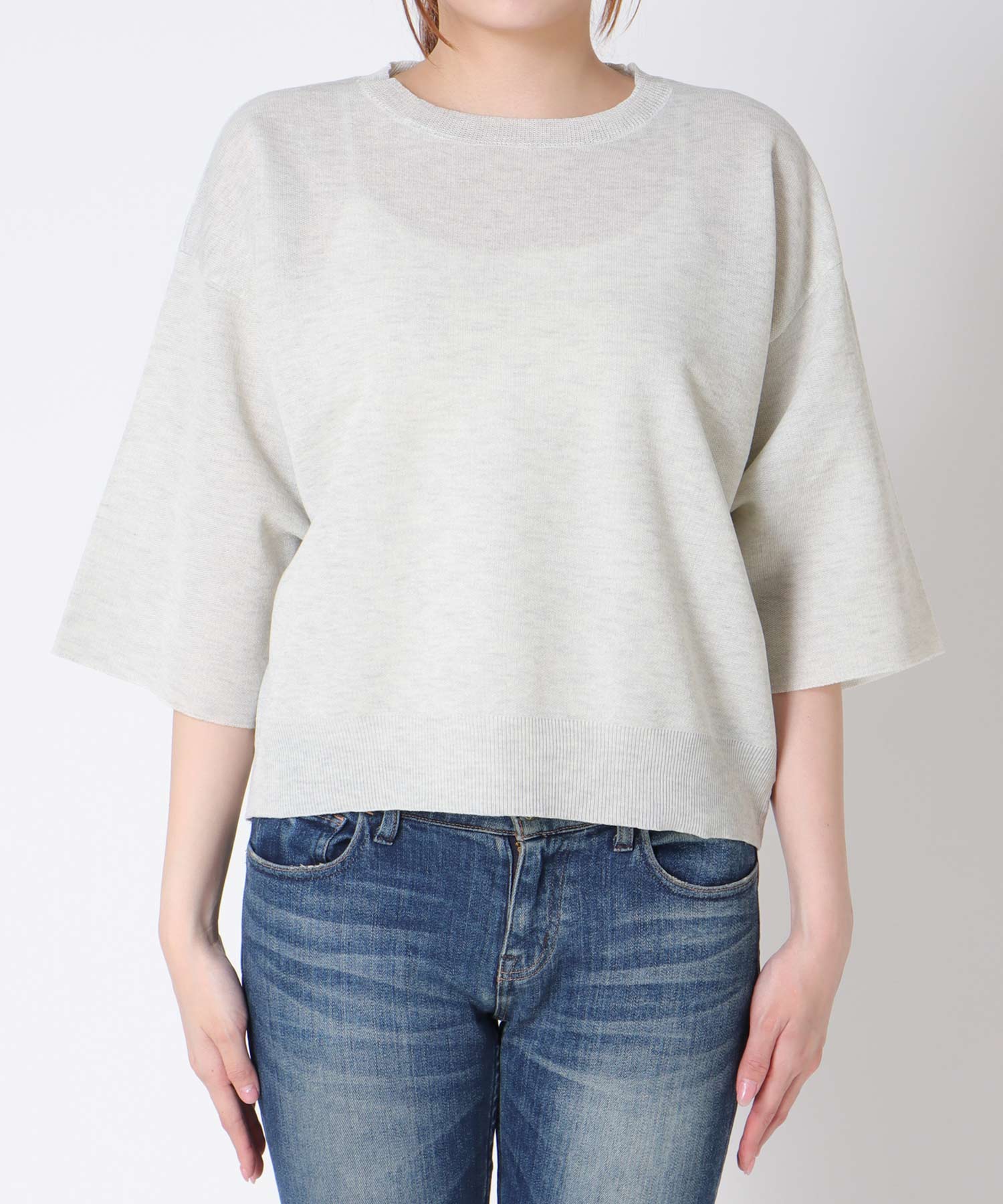 ラメ総針ニットプルオーバー