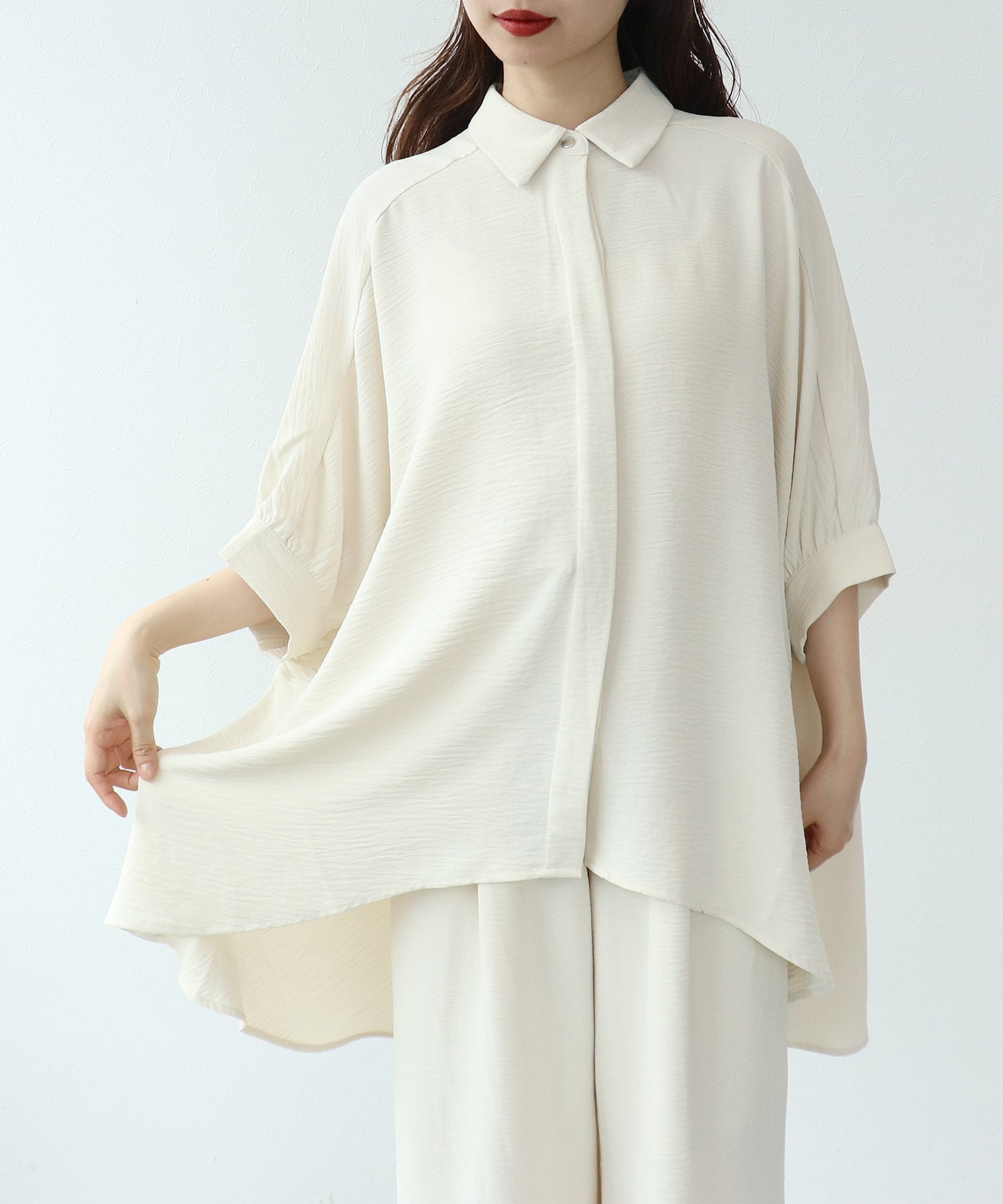 麻ライクチュニックブラウス