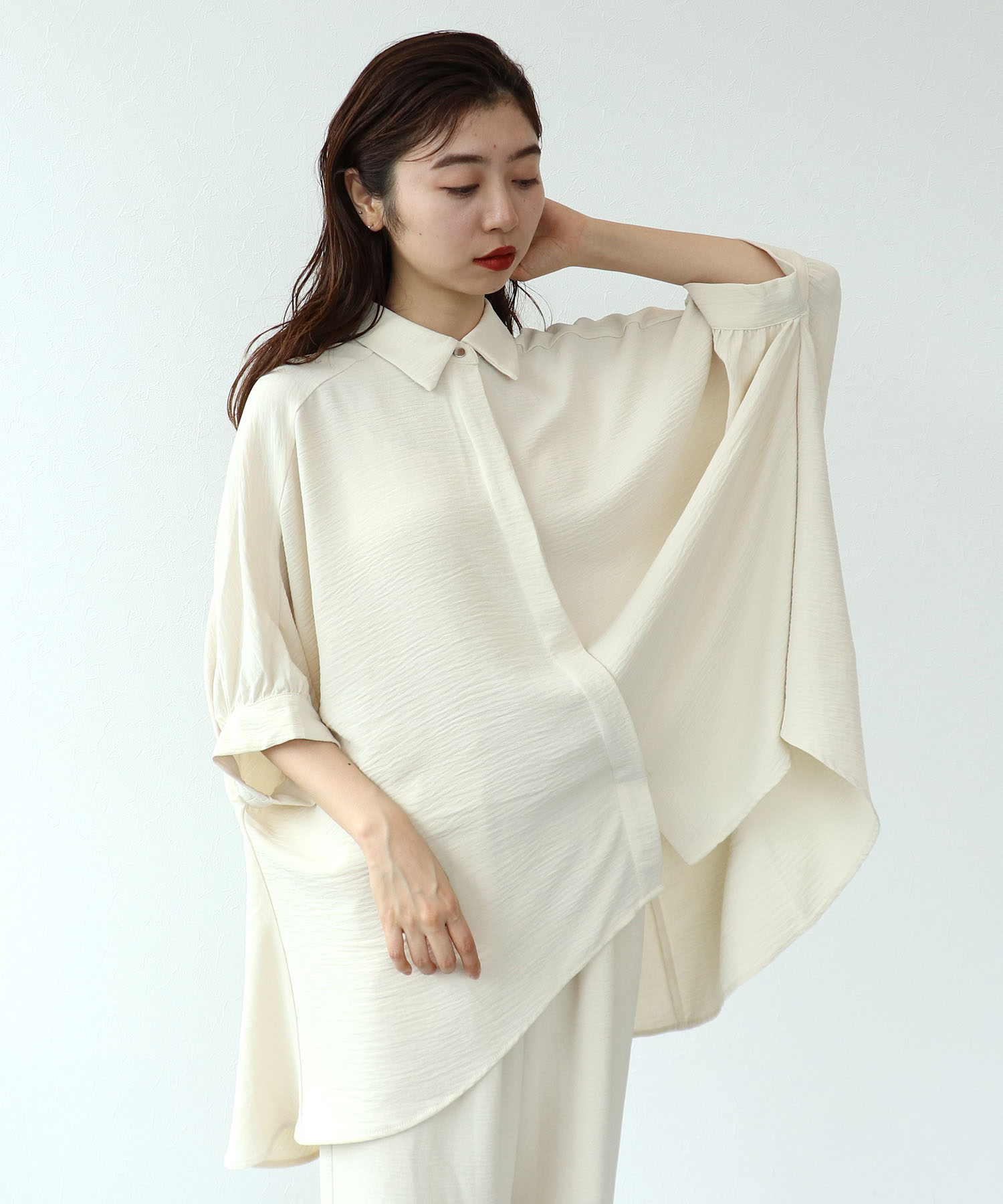 麻ライクチュニックブラウス