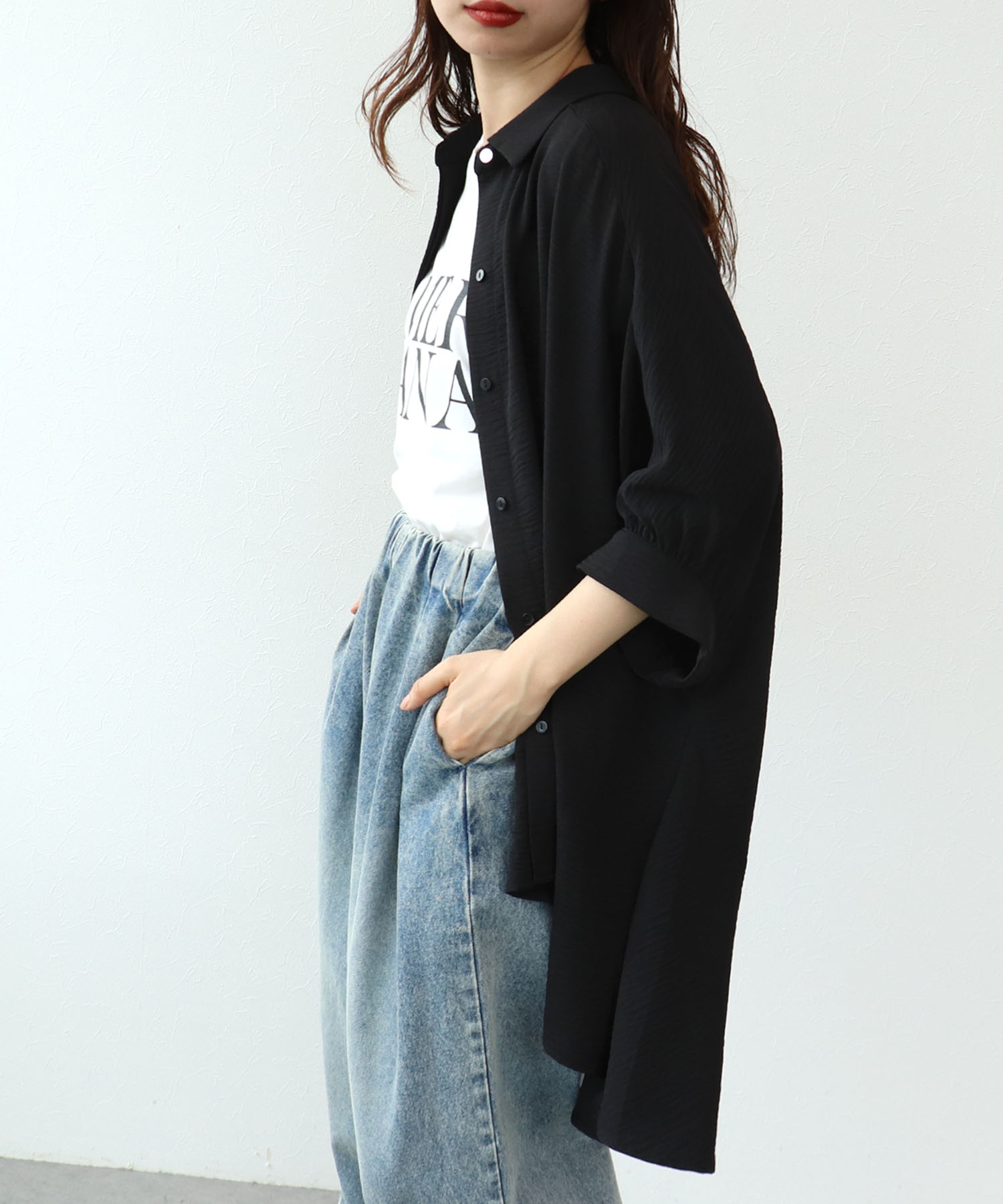 麻ライクチュニックブラウス