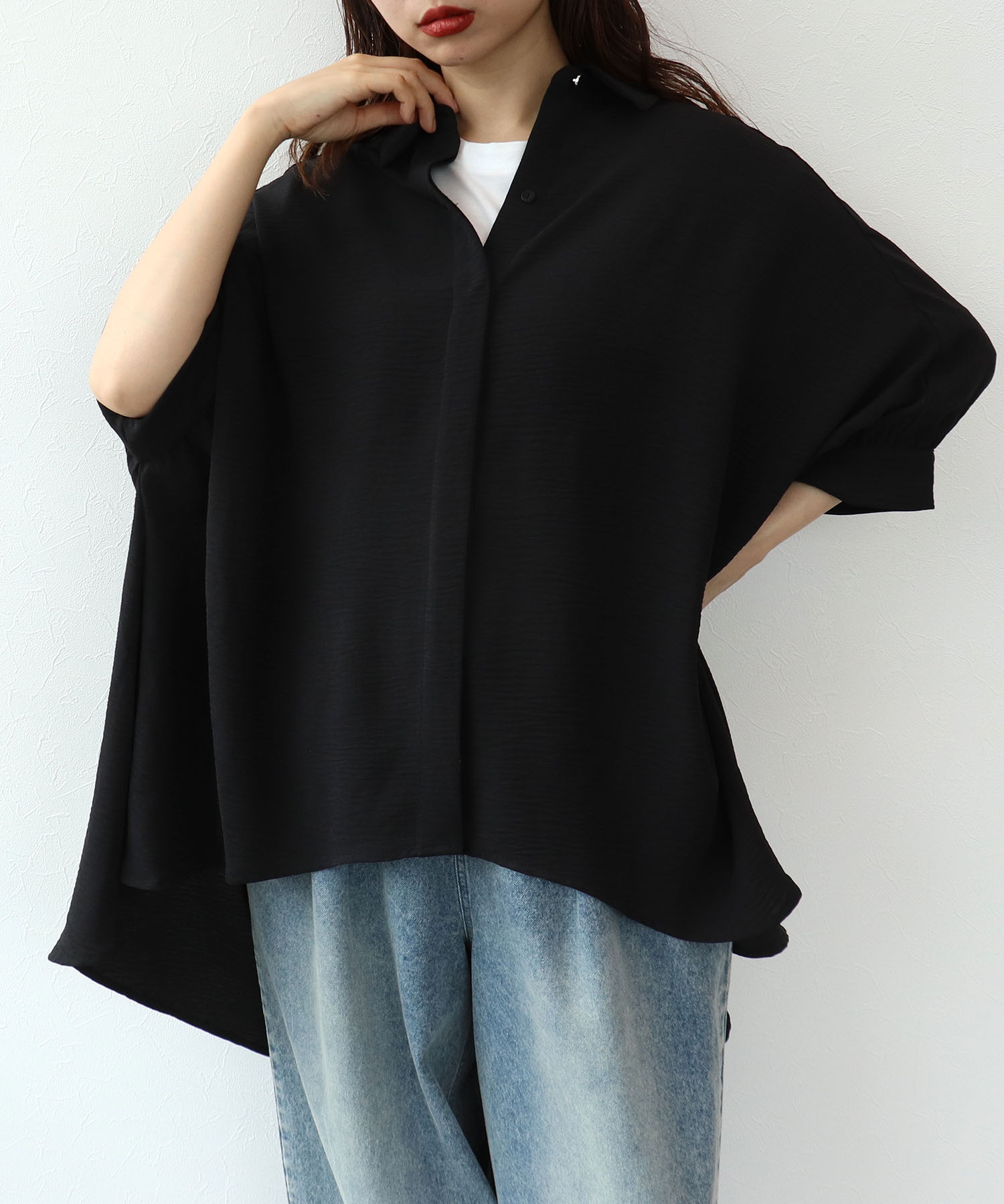 麻ライクチュニックブラウス