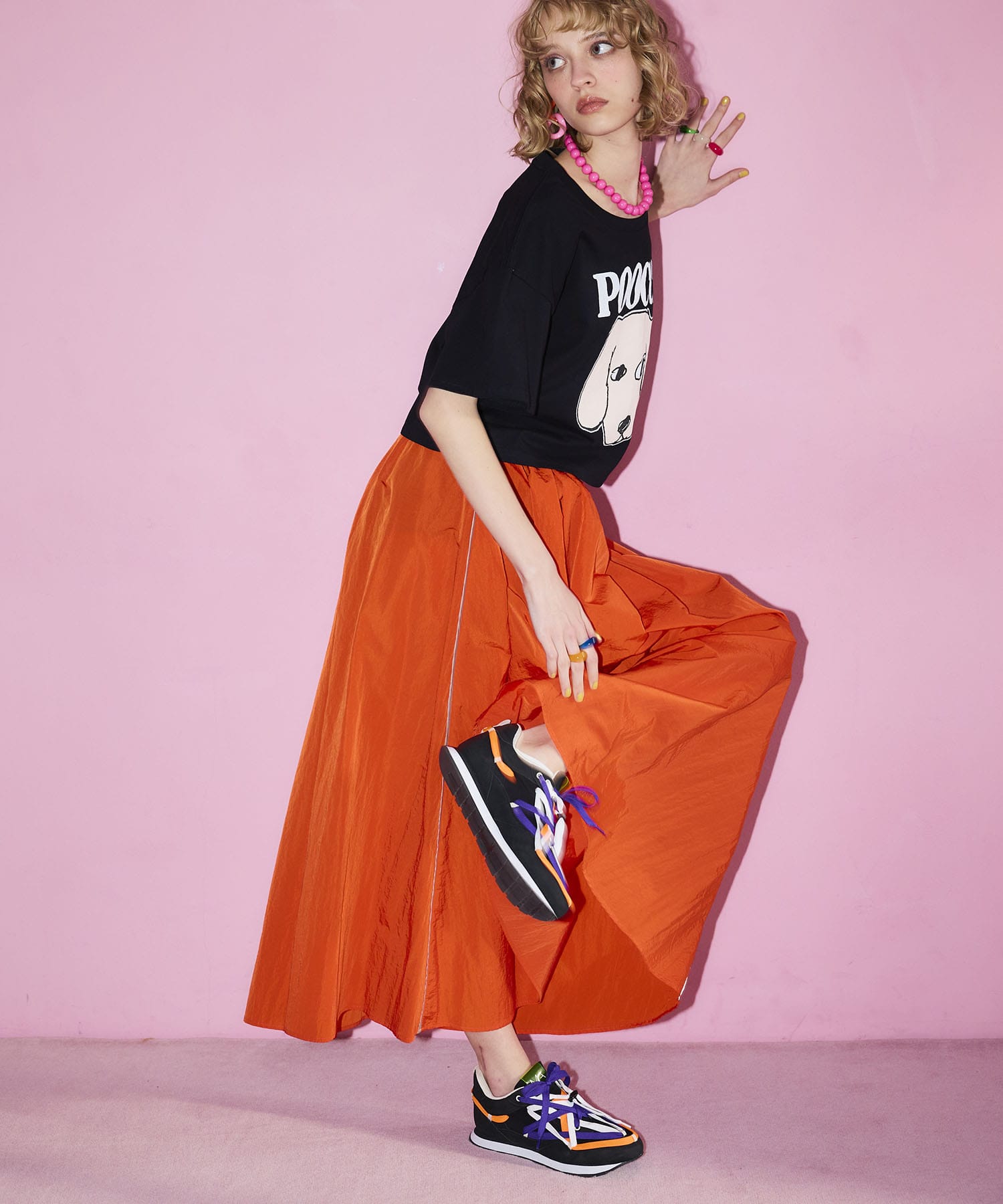 カラーフレアスカート