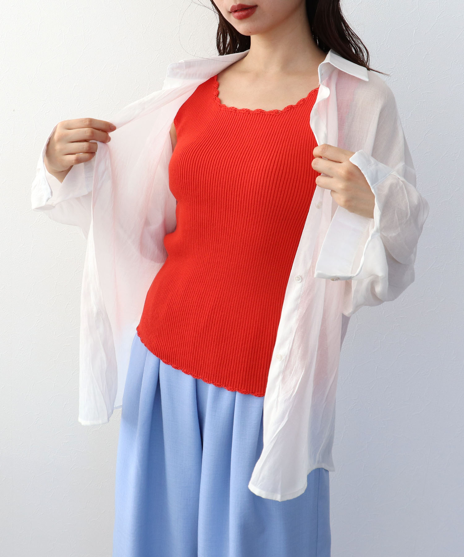 かぎ針ヘムリブタンクトップ