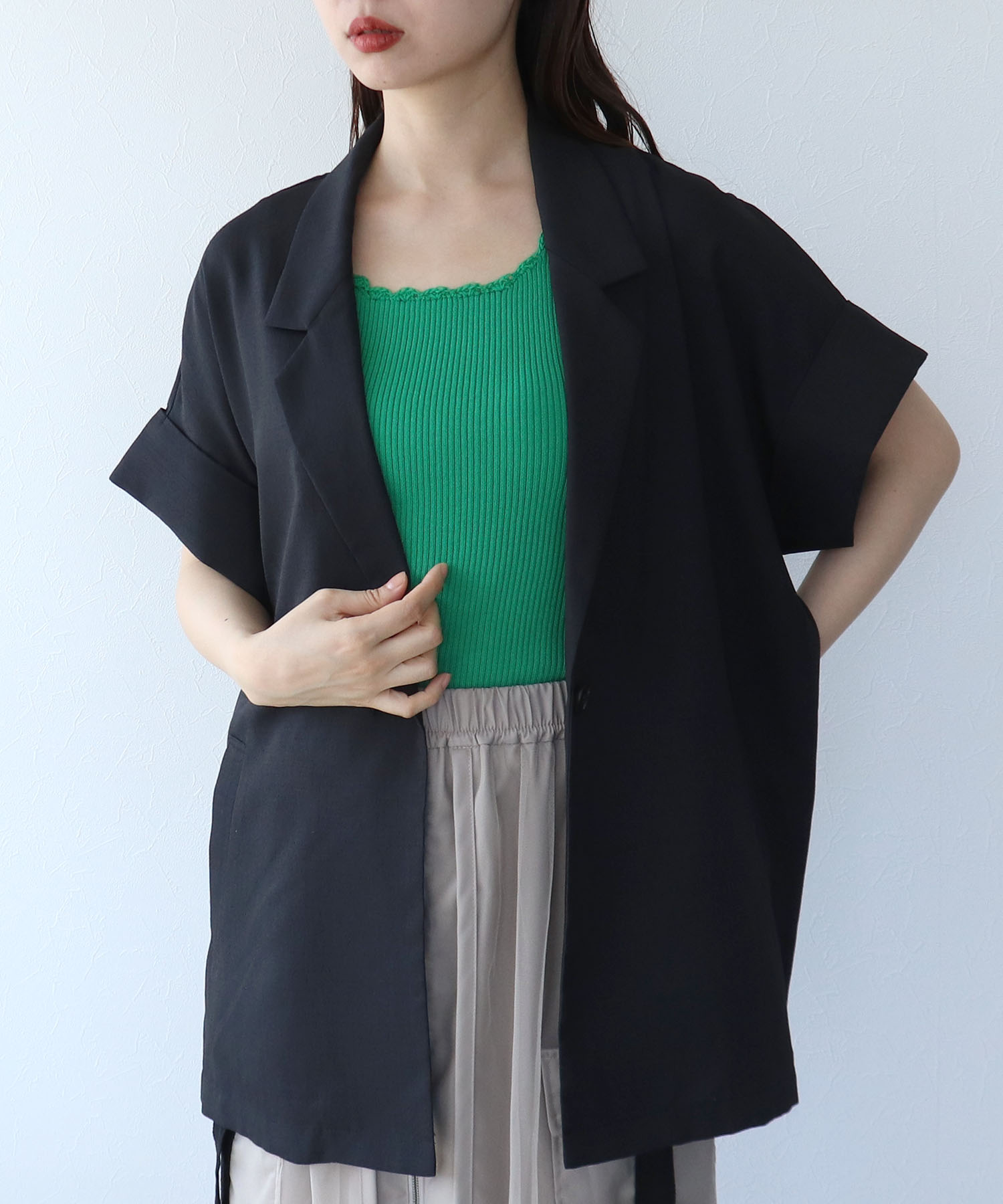 かぎ針ヘムリブタンクトップ