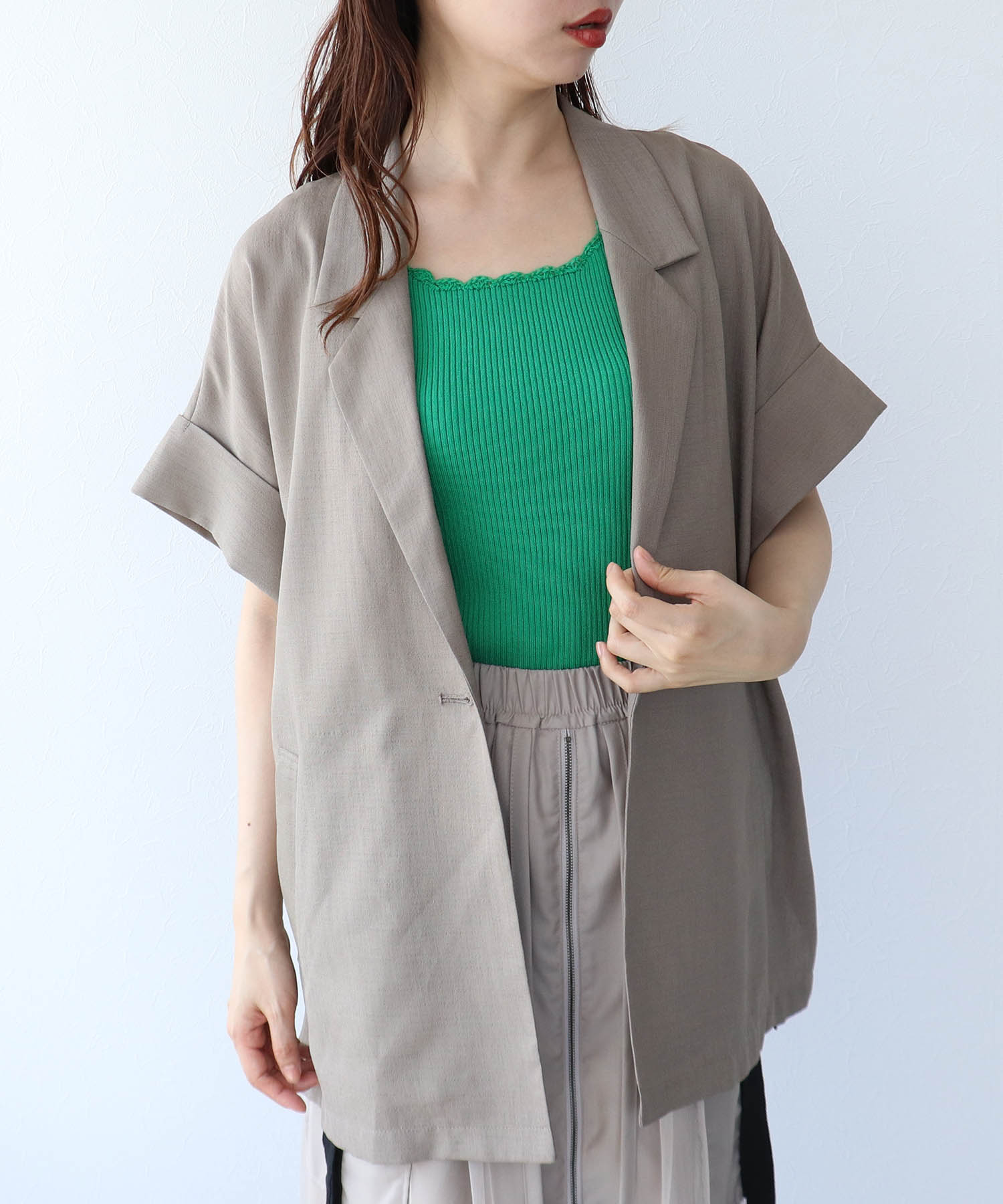 かぎ針ヘムリブタンクトップ