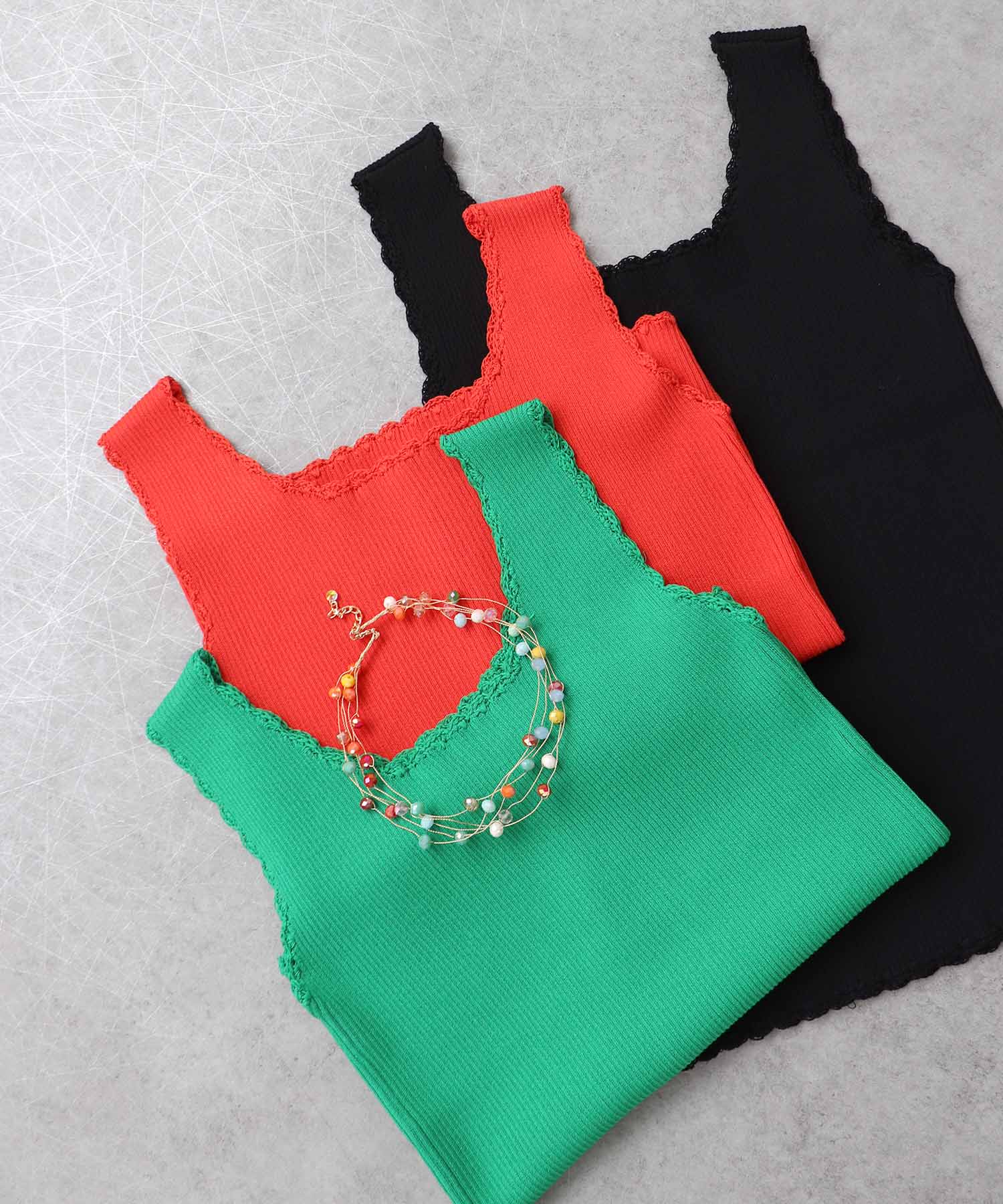 かぎ針ヘムリブタンクトップ