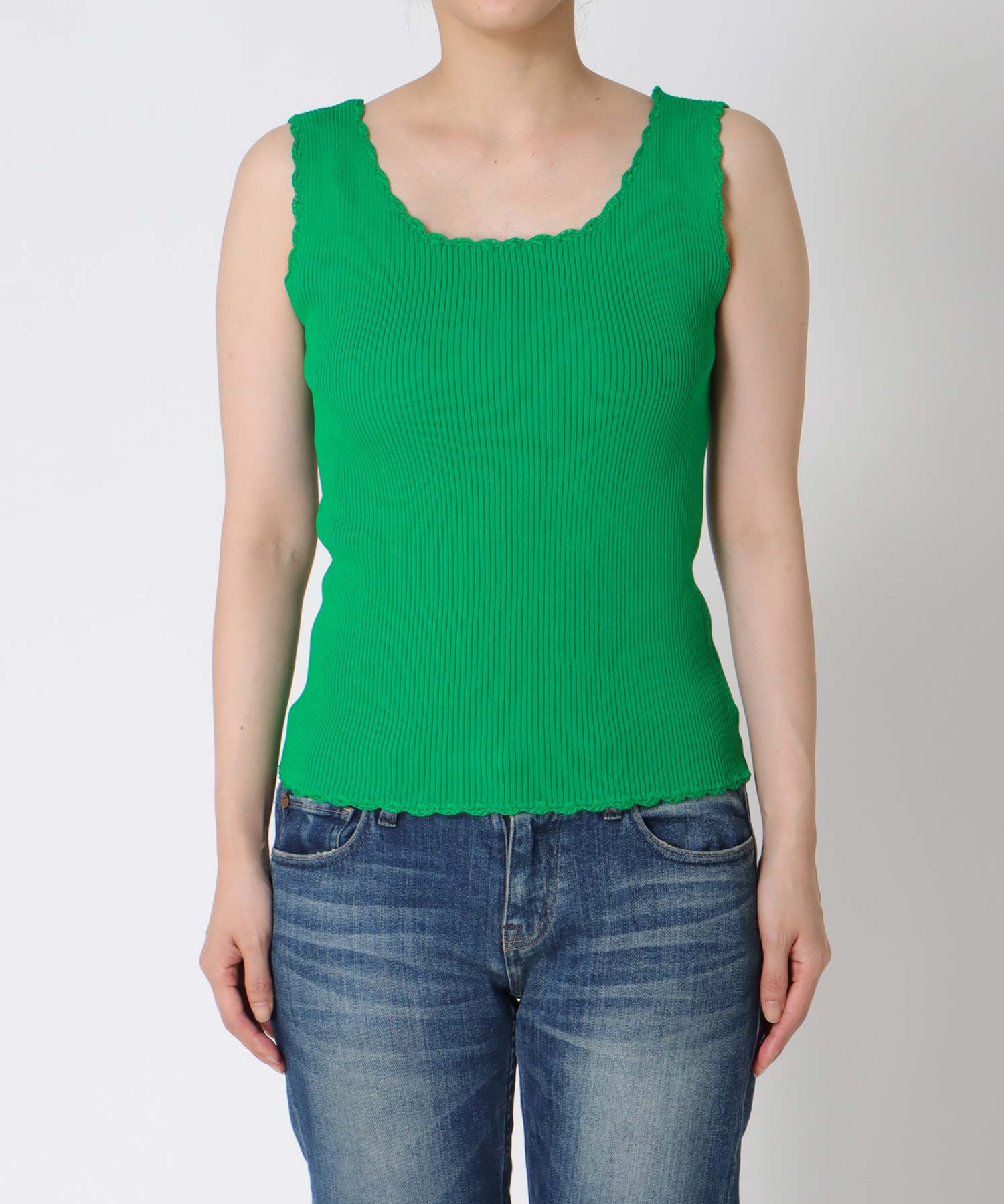 かぎ針ヘムリブタンクトップ