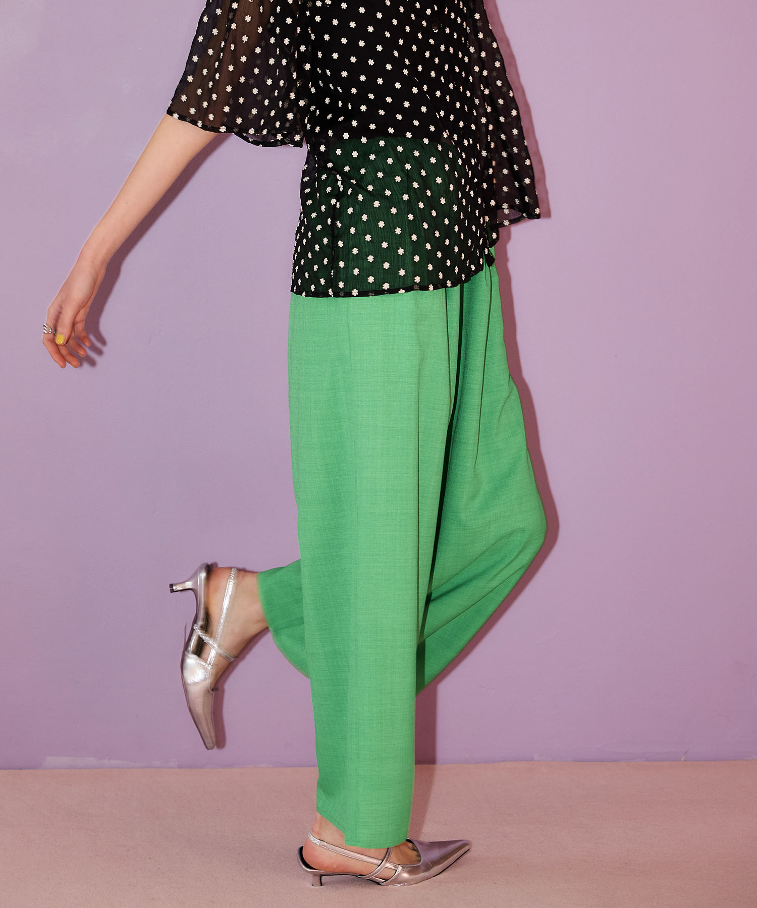 〔お家で試着〕リネンライクカラーパンツ (別注)