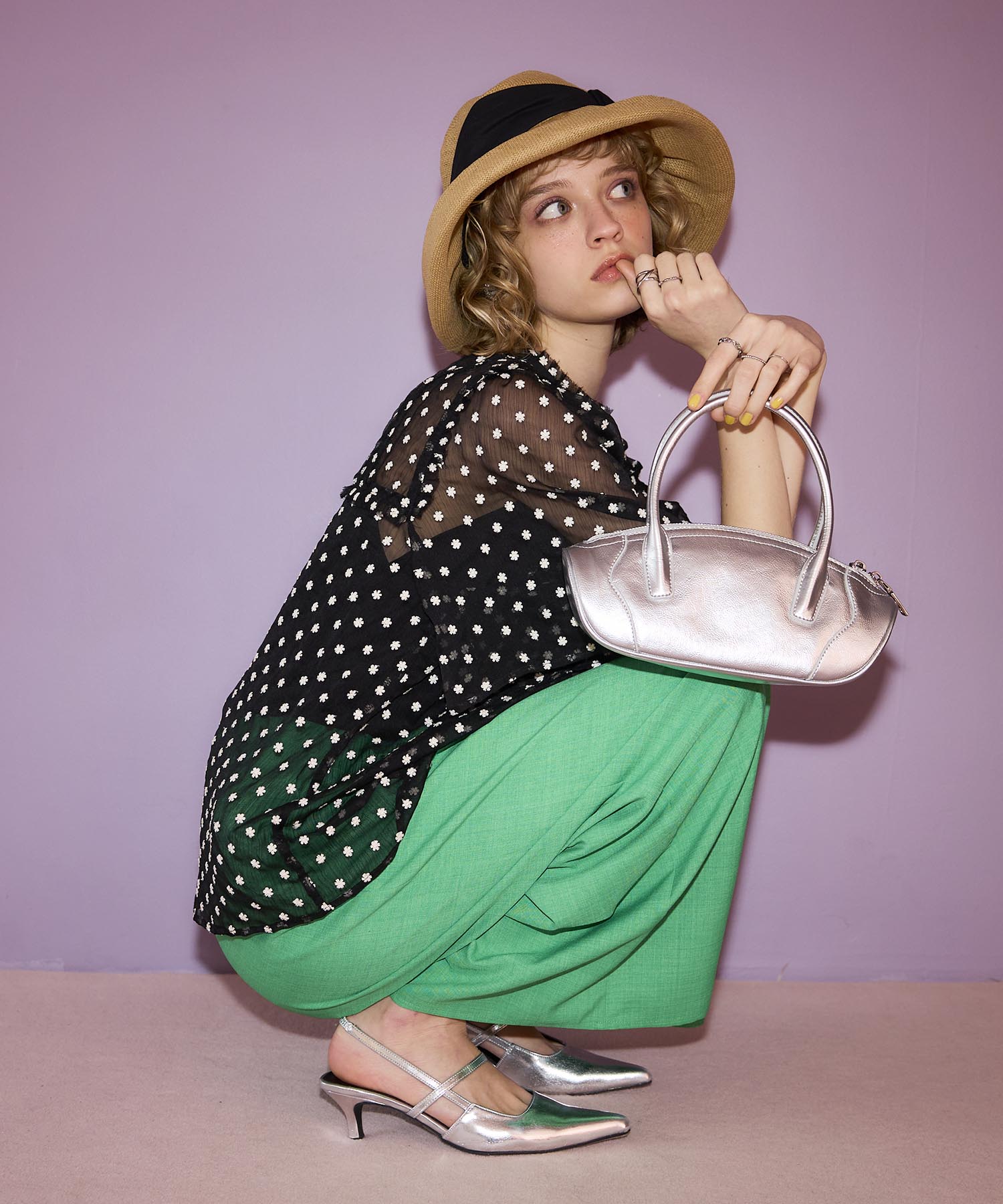 〔お家で試着〕リネンライクカラーパンツ (別注)