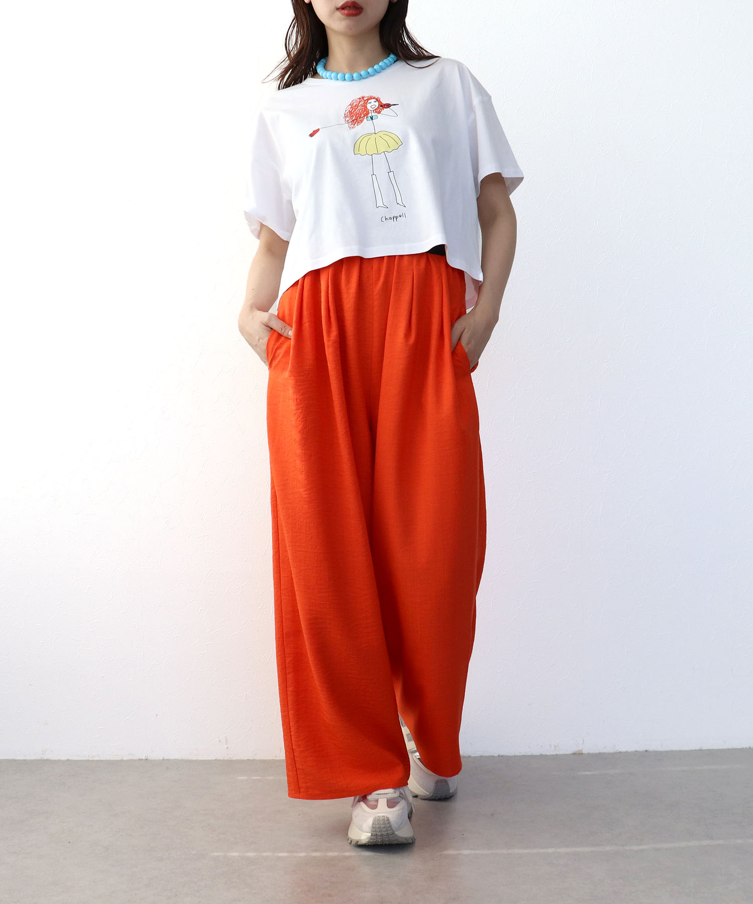 〔お家で試着〕リネンライクカラーパンツ (別注)